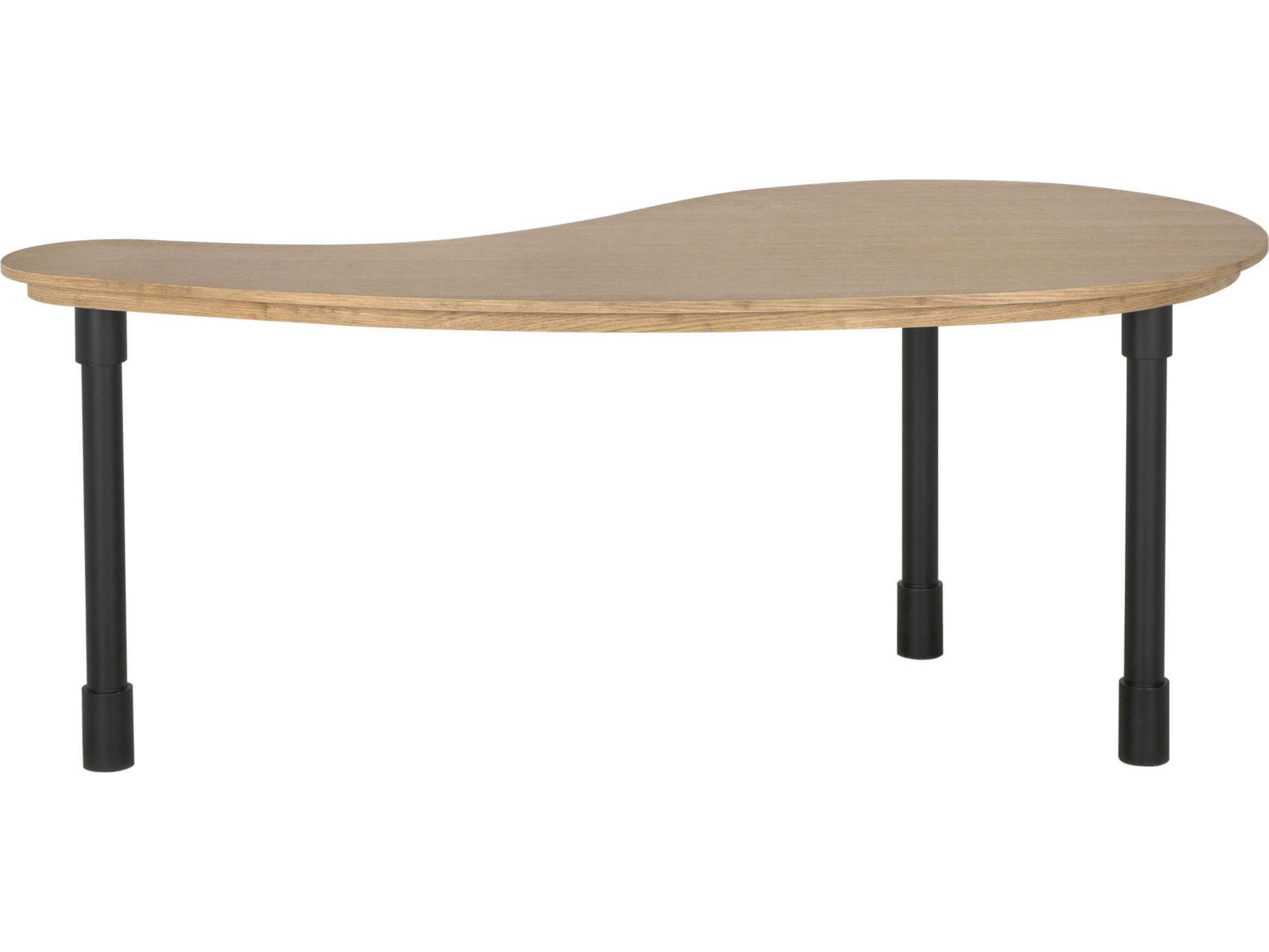 Noir Emory Natural And Matte Black Oak Wood Computer Desk