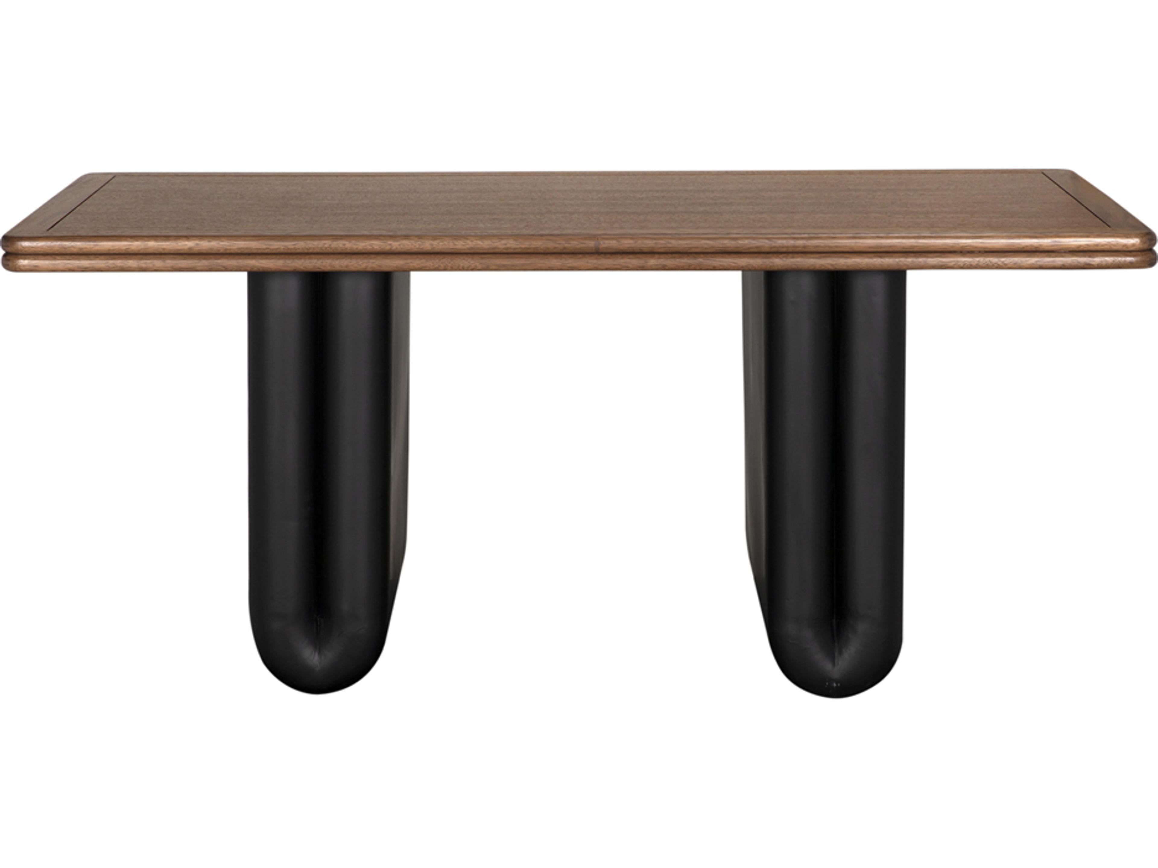 Noir Mila Dark Walnut Matte Black Brown Wood Writing Desk