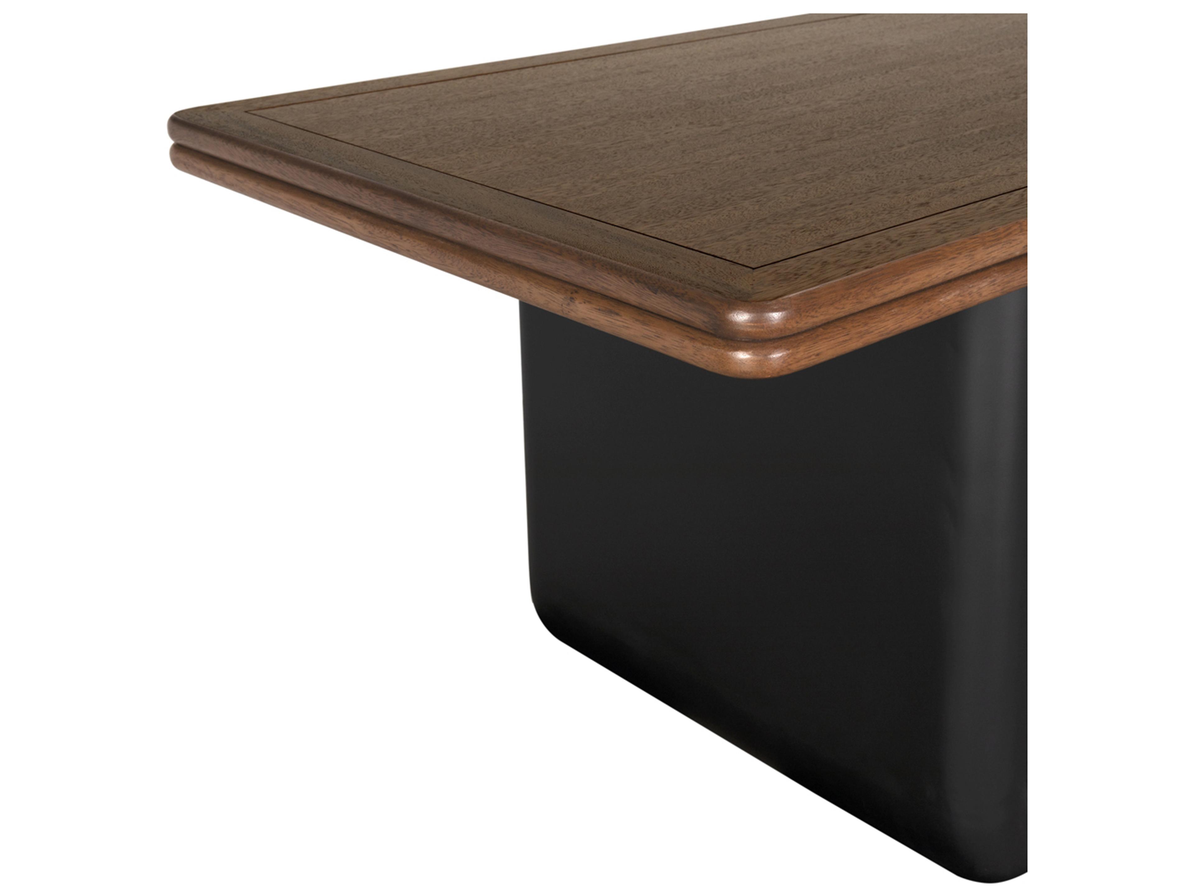 Noir Mila Dark Walnut Matte Black Brown Wood Writing Desk
