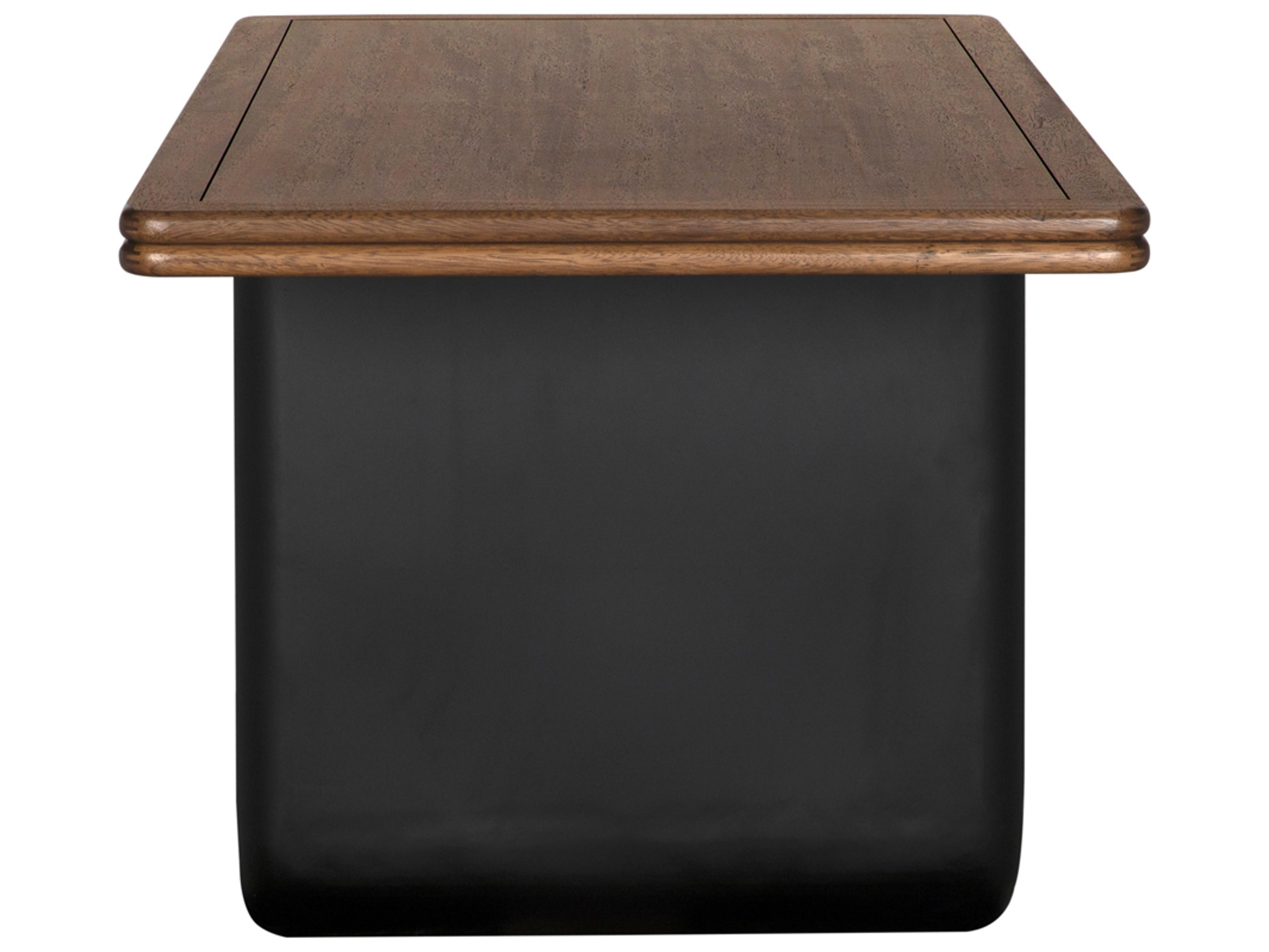 Noir Mila Dark Walnut Matte Black Brown Wood Writing Desk