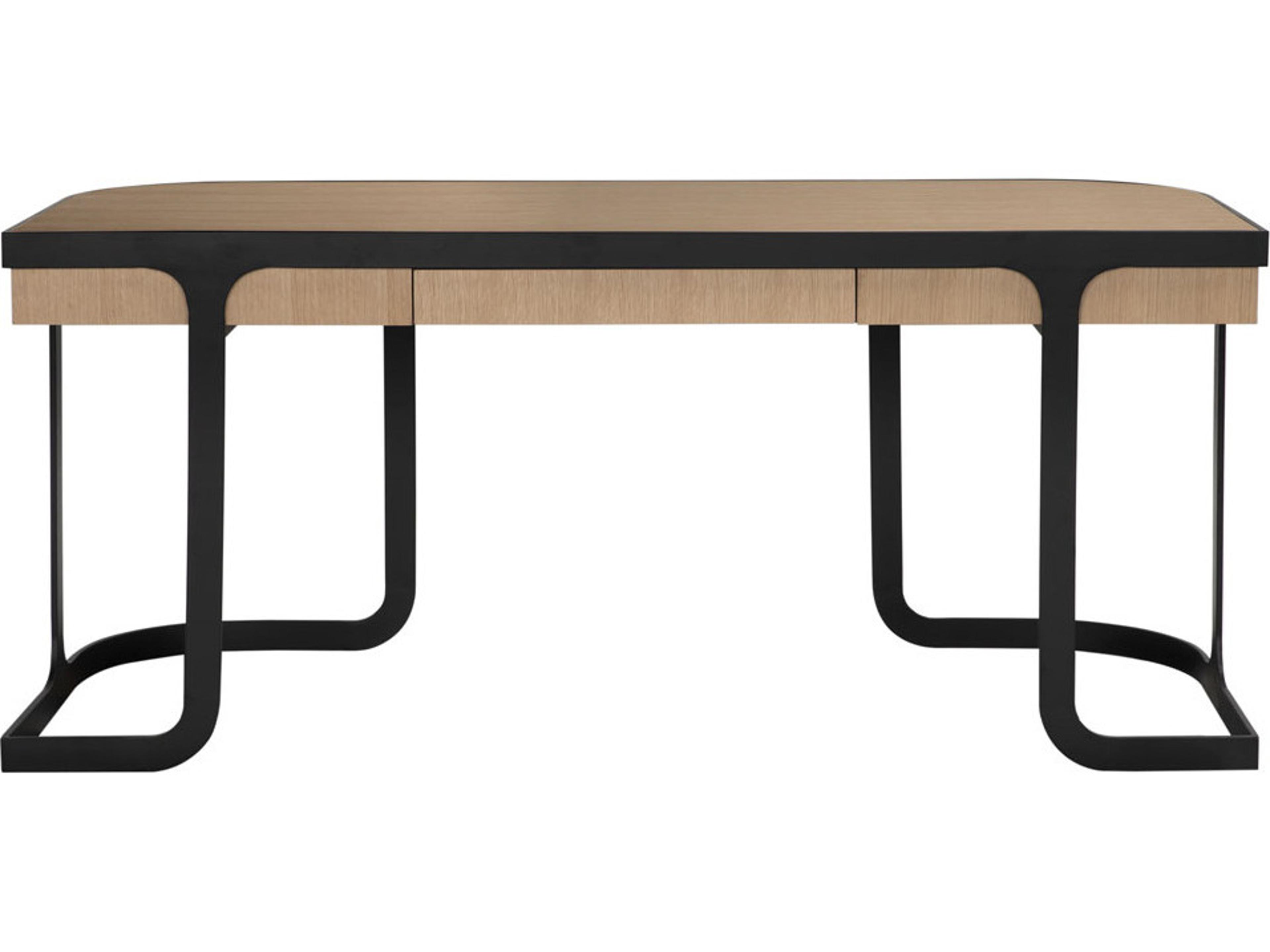 Noir Hamilton Natural Matte Black Oak Wood Writing Desk