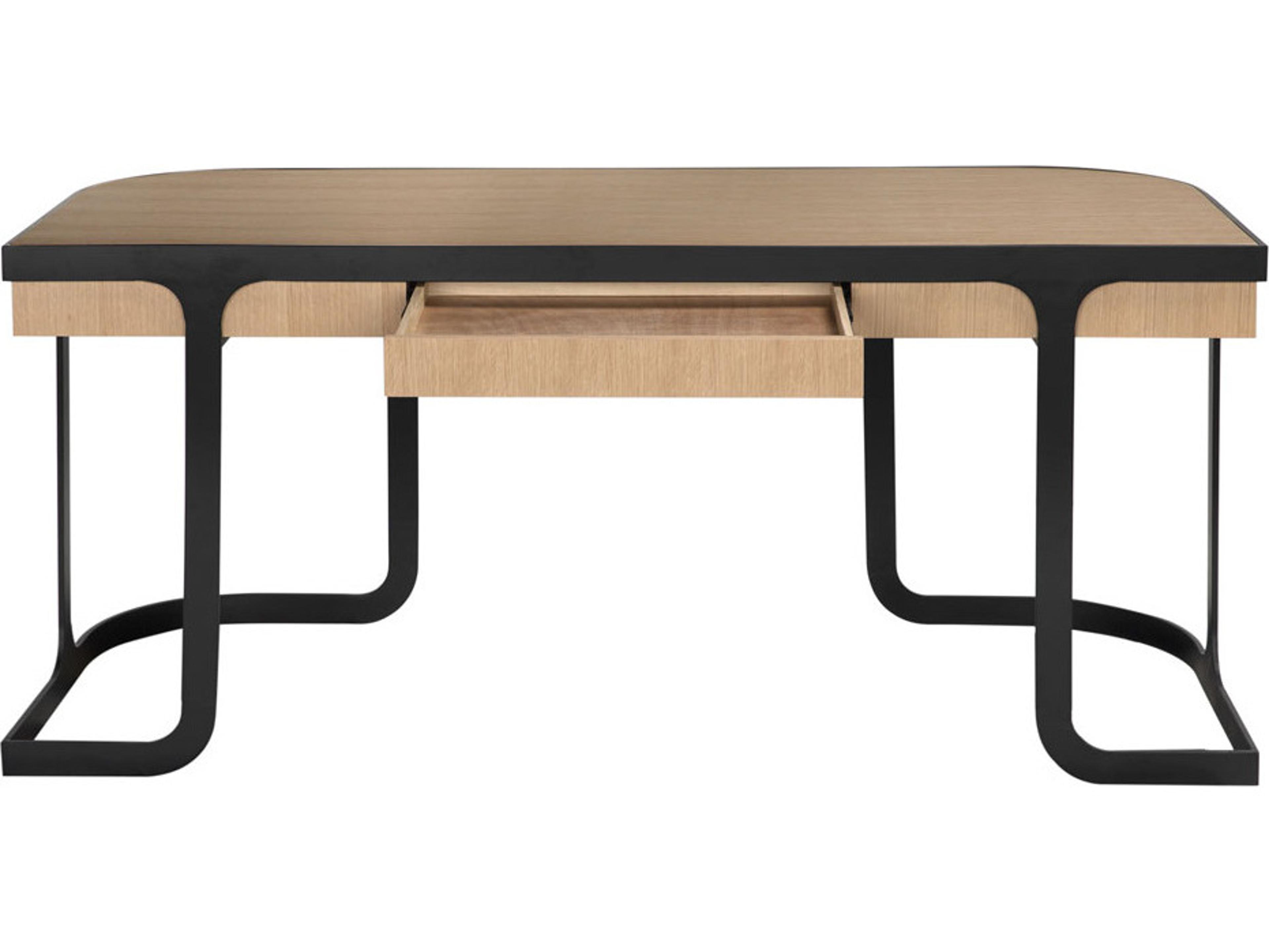 Noir Hamilton Natural Matte Black Oak Wood Writing Desk