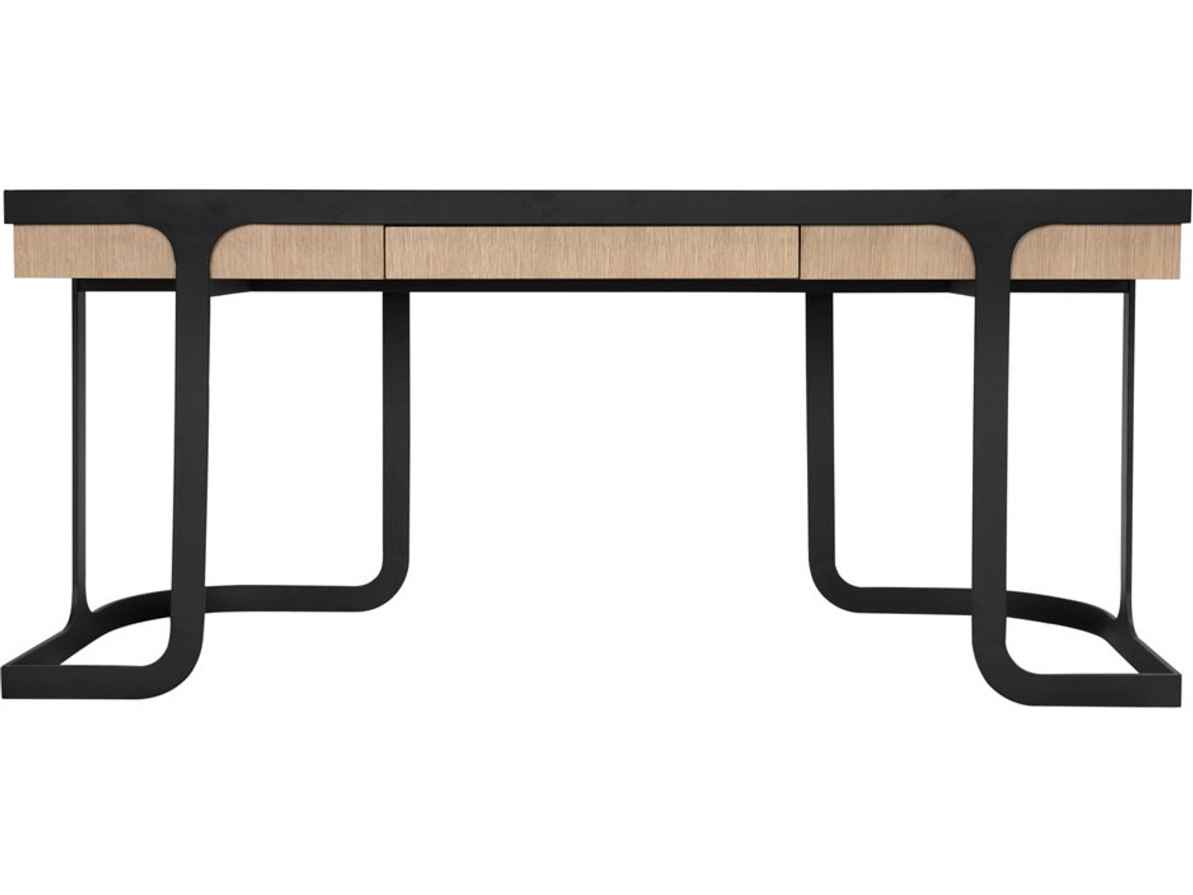 Noir Hamilton Natural Matte Black Oak Wood Writing Desk