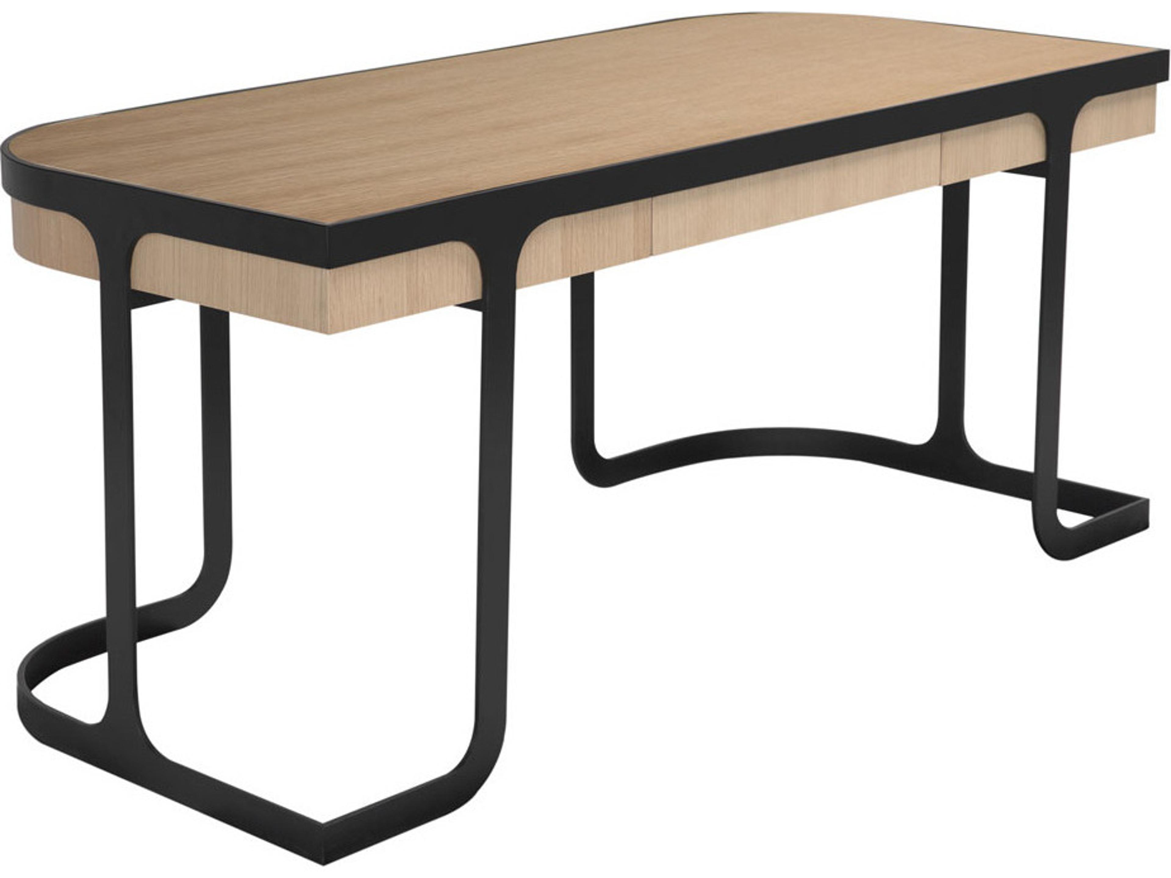 Noir Hamilton Natural Matte Black Oak Wood Writing Desk