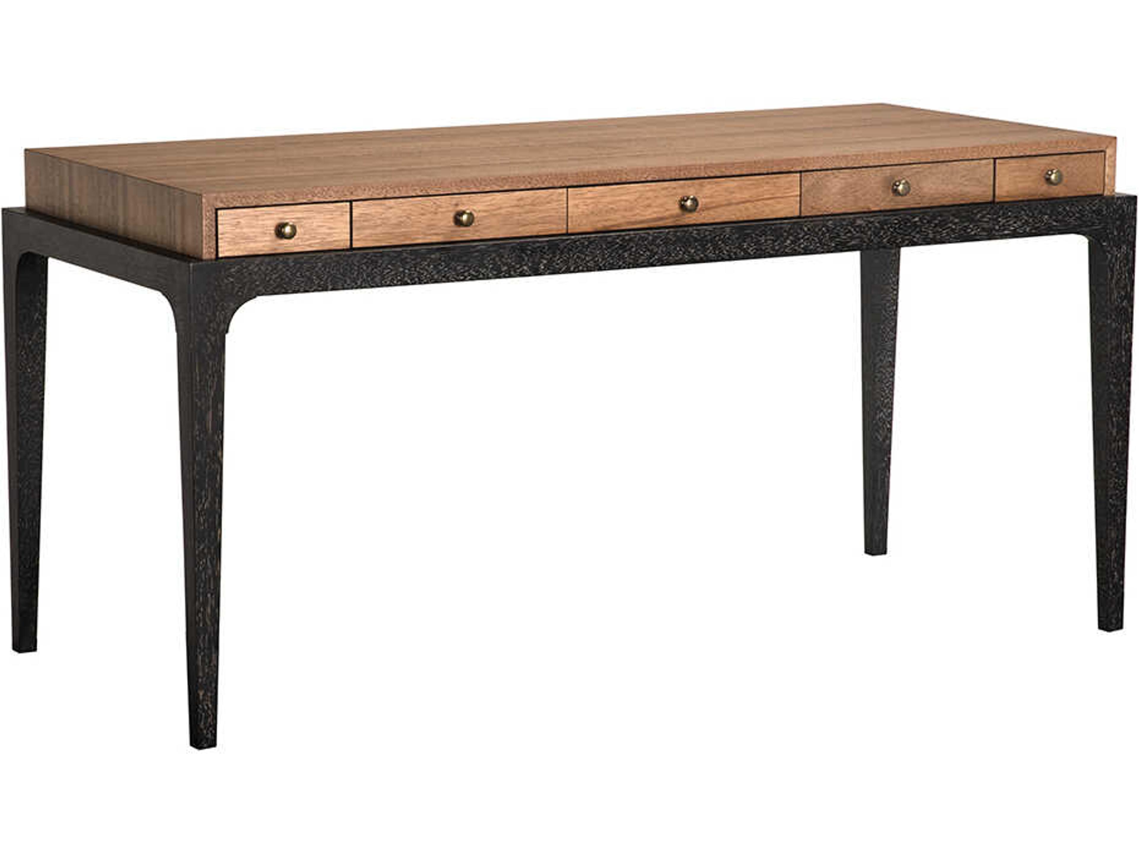 Memphis Dark Walnut And Black Brown Wood Writing Desk