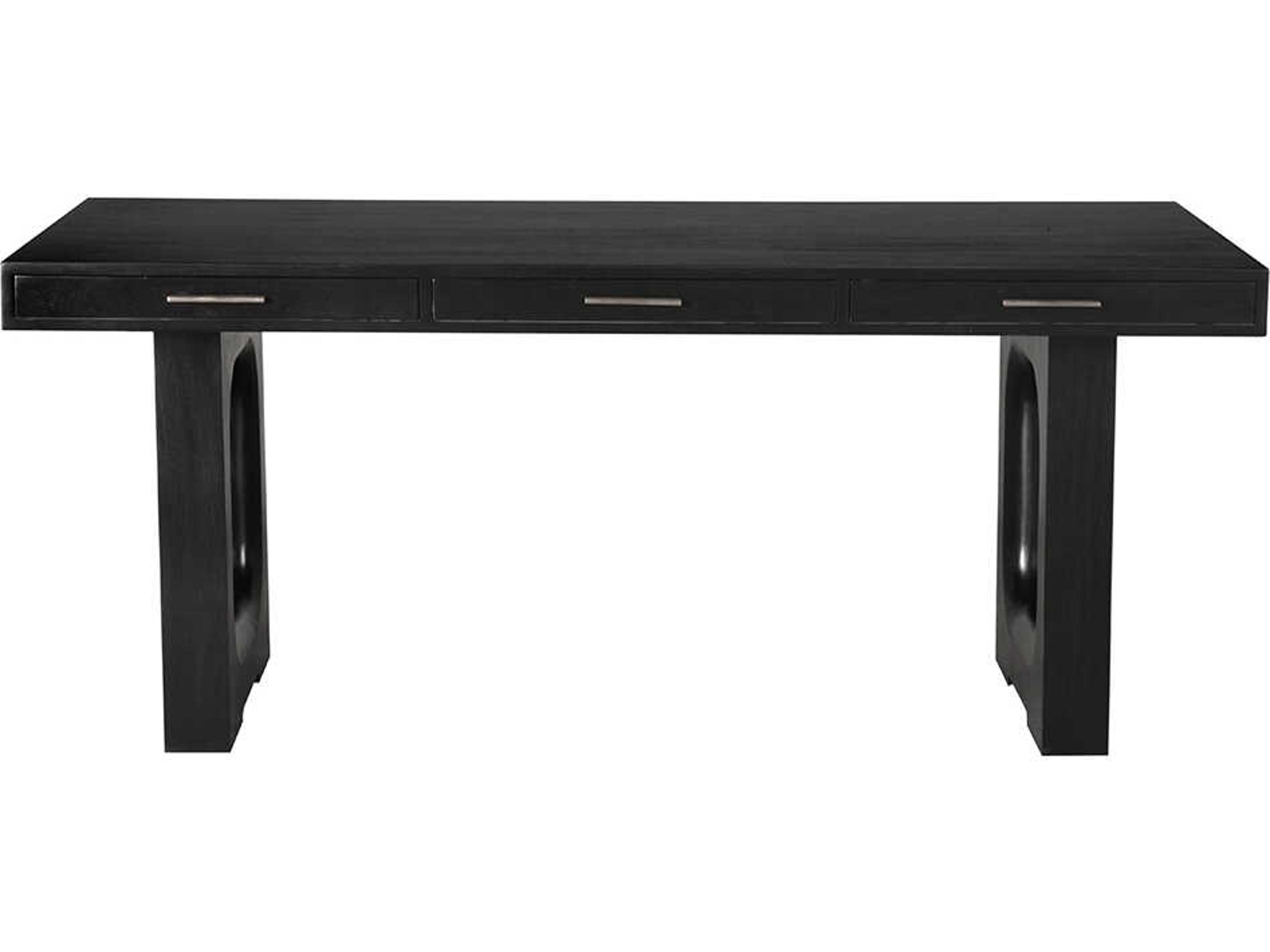 Noir Kirk Hand Rubbed Black Mahogany Wood Writing Desk