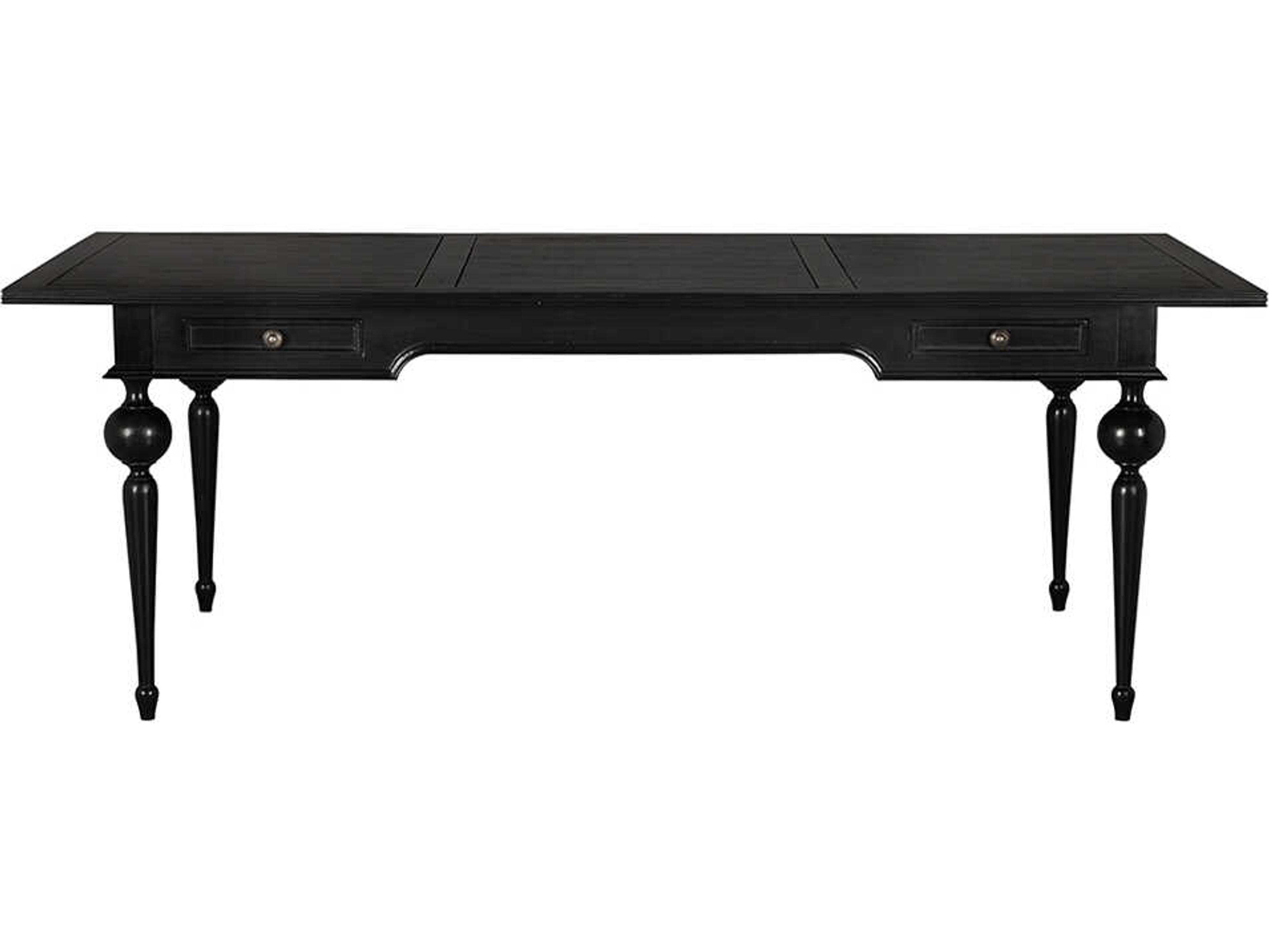 Noir Kingsley Partner Hand Rubbed Black Mahogany Wood Writing Desk