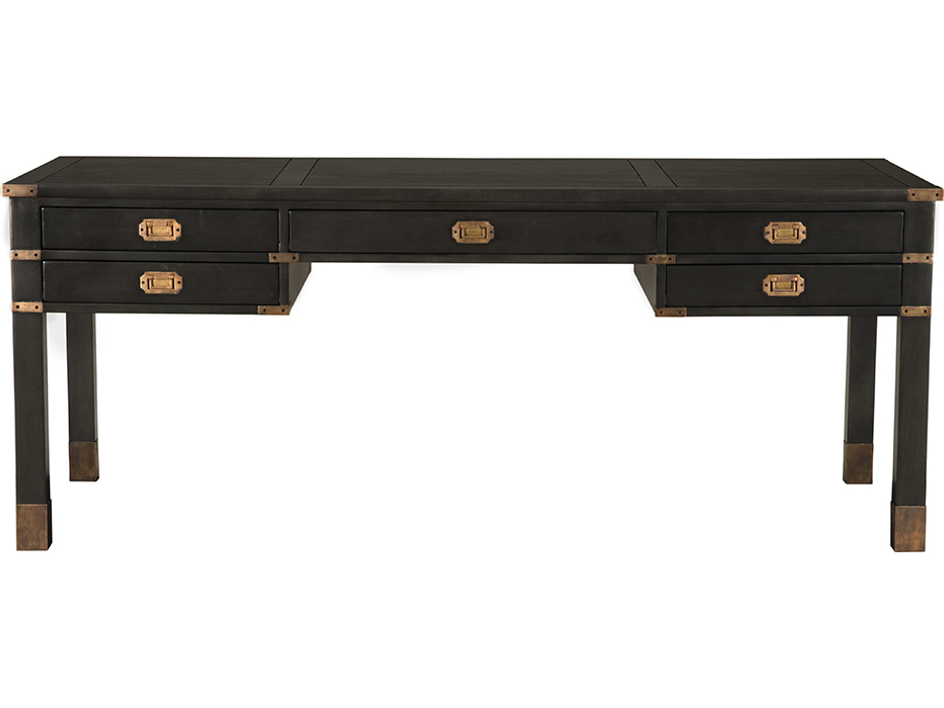 Noir Pale Black Mahogany Wood Writing Desk