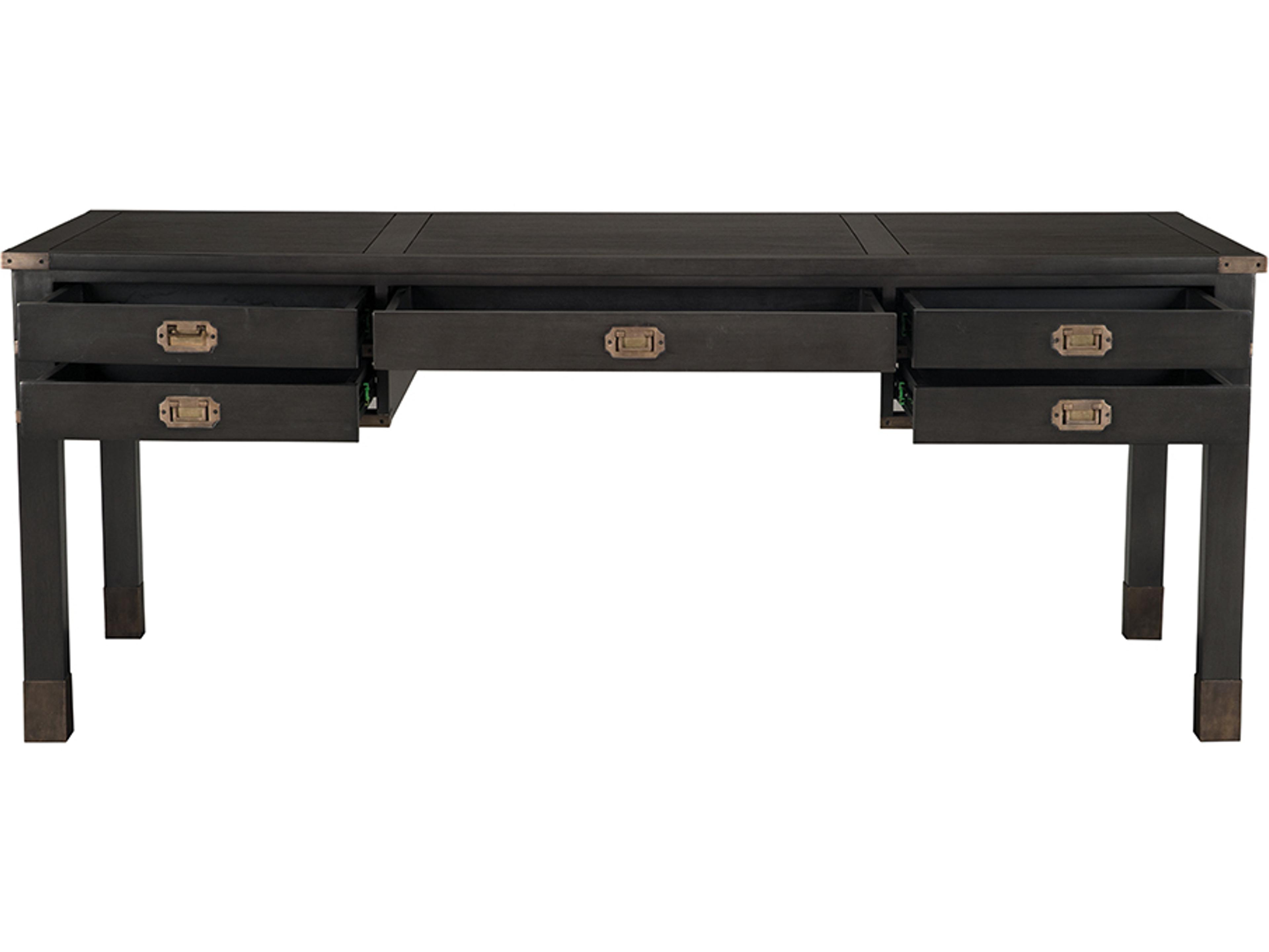 Noir Pale Black Mahogany Wood Writing Desk