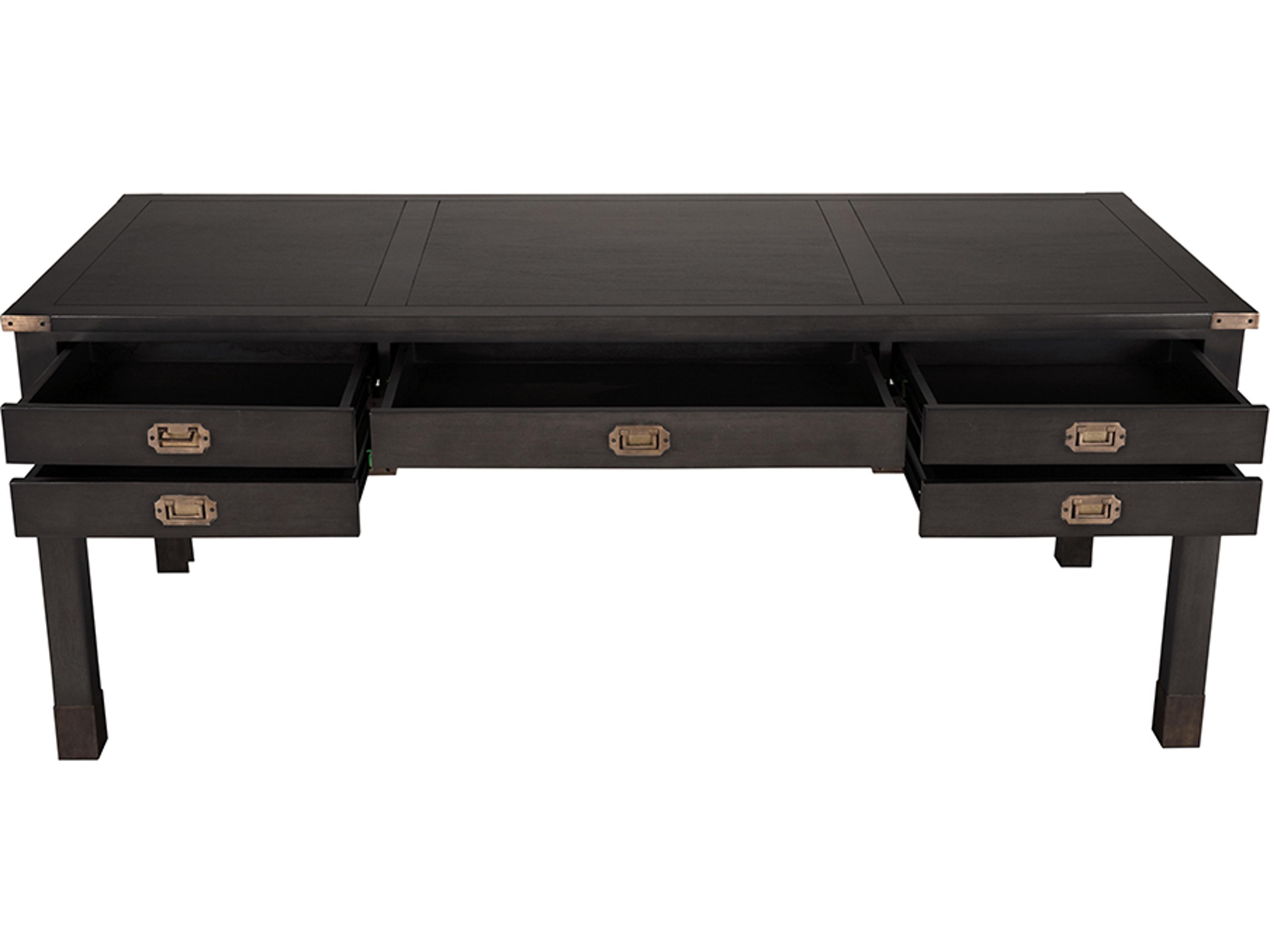 Noir Pale Black Mahogany Wood Writing Desk