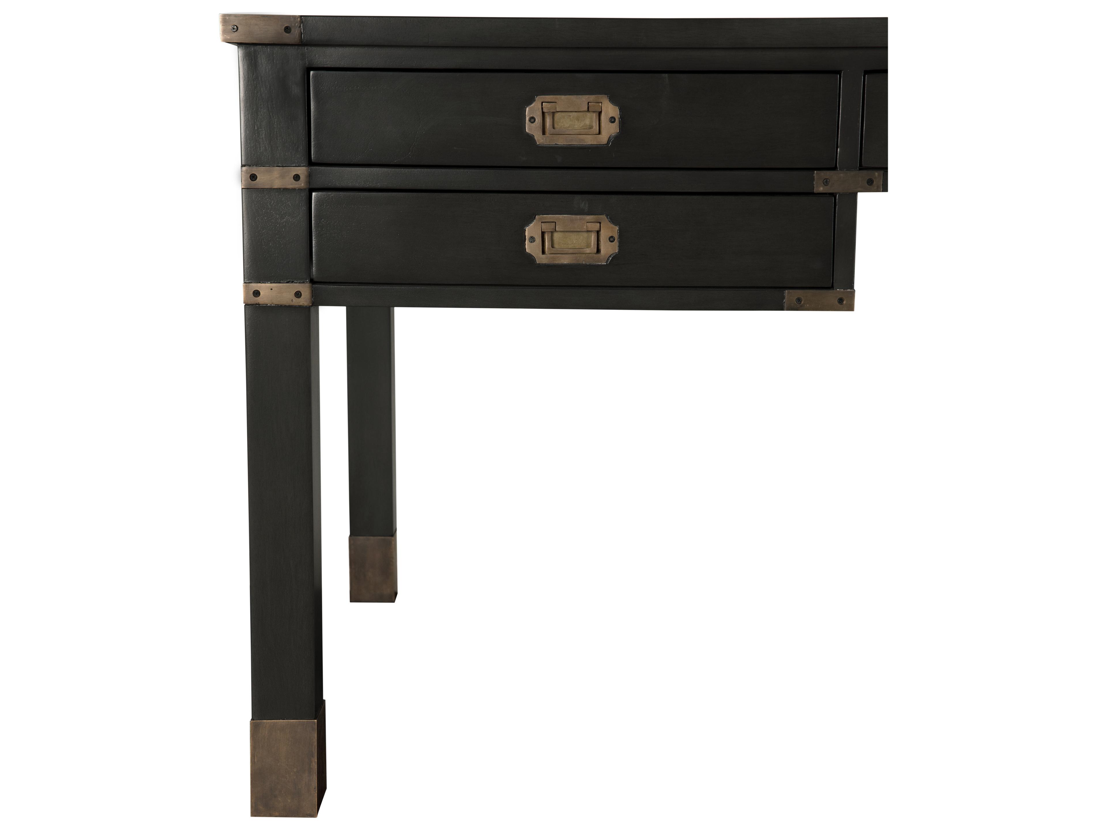 Noir Pale Black Mahogany Wood Writing Desk