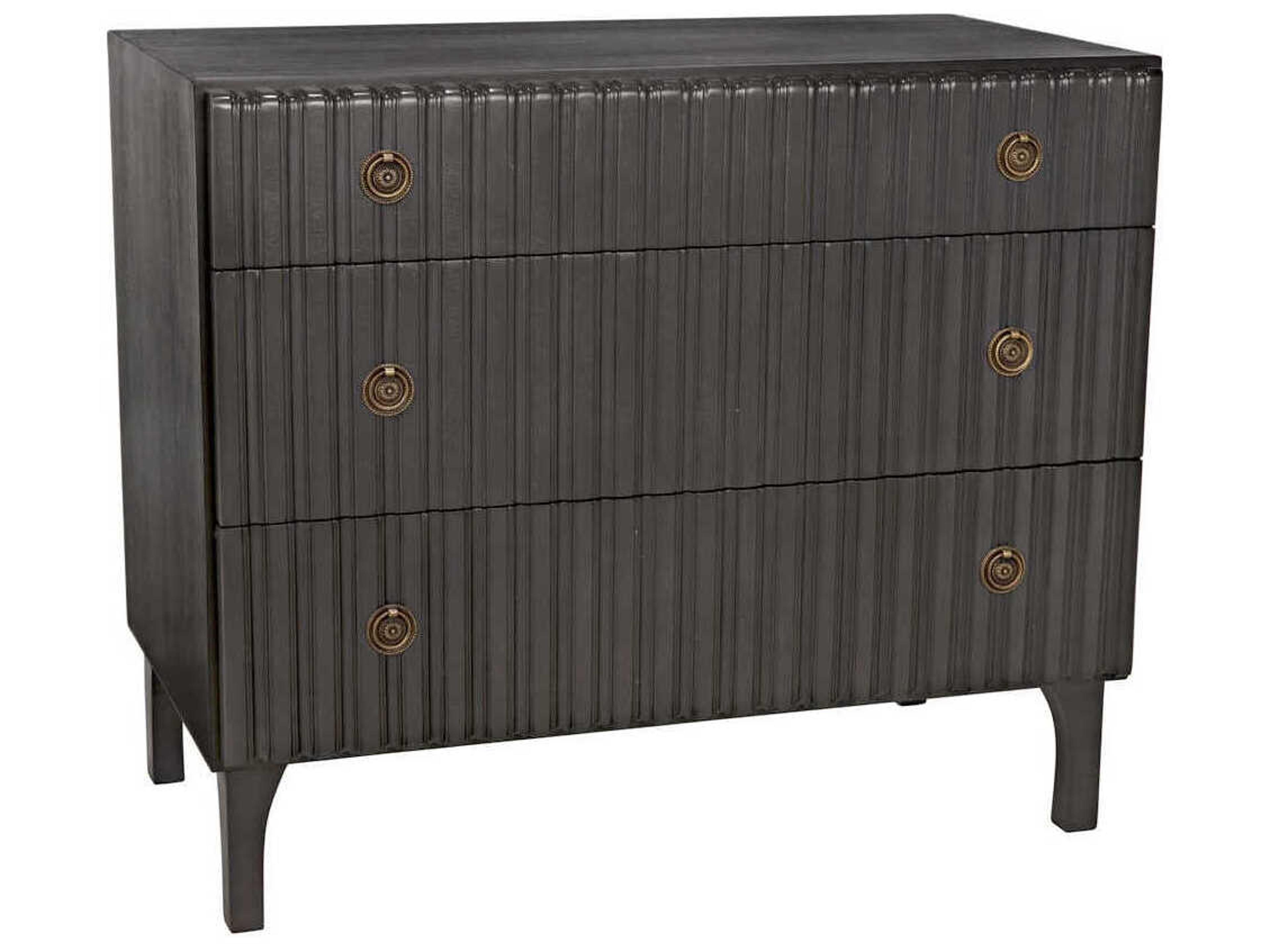 Bedroom Storage Daryl 3-Drawers Black Mahogany Wood Dresser