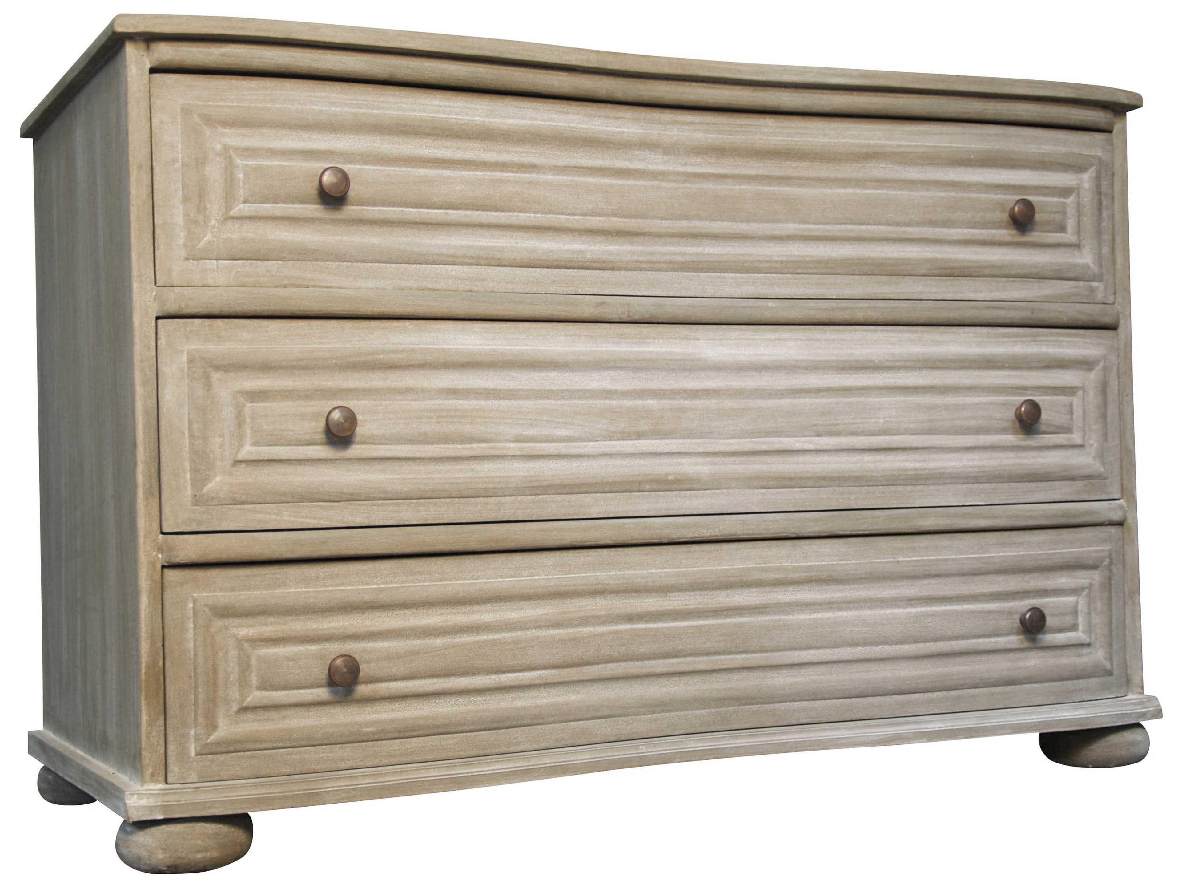 Bedroom Storage Lauren 3-Drawers Beige Mahogany Wood Dresser