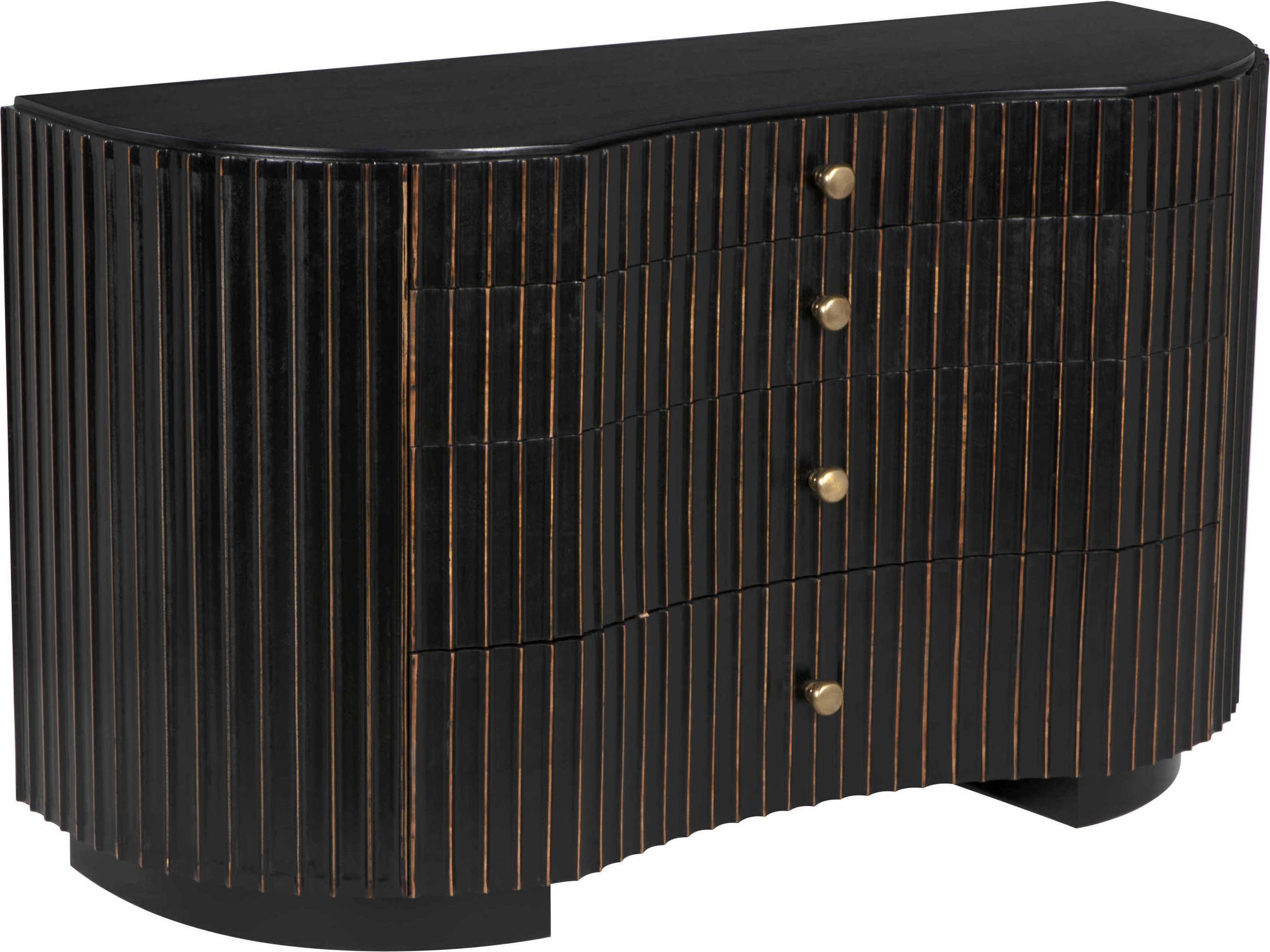Irene 4-Drawer Dresser Hand Rubbed Black with Light Brown Trim