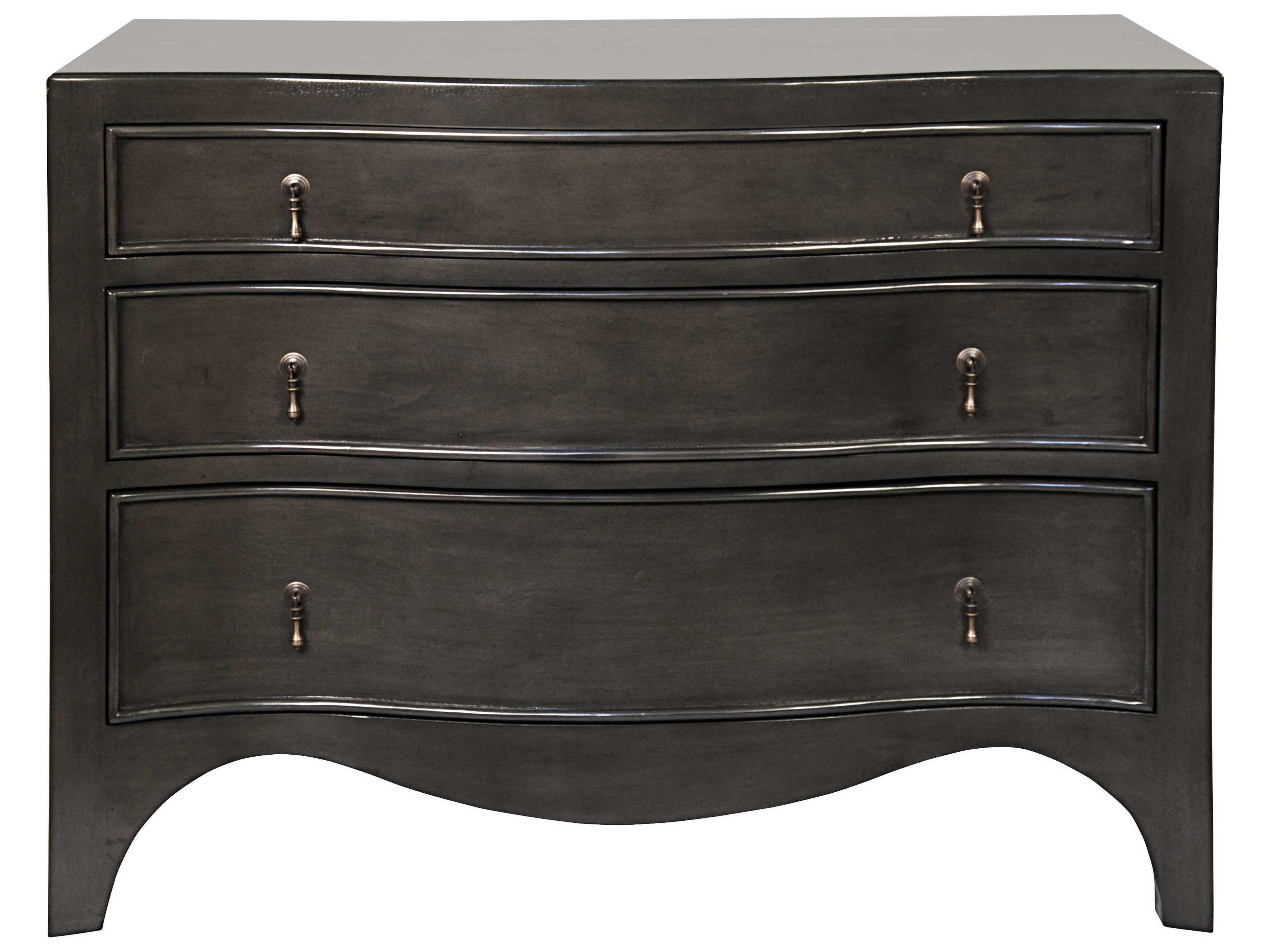 Noir Bedroom Storage Brentford 3-Drawers Brown Mahogany Wood Dresser