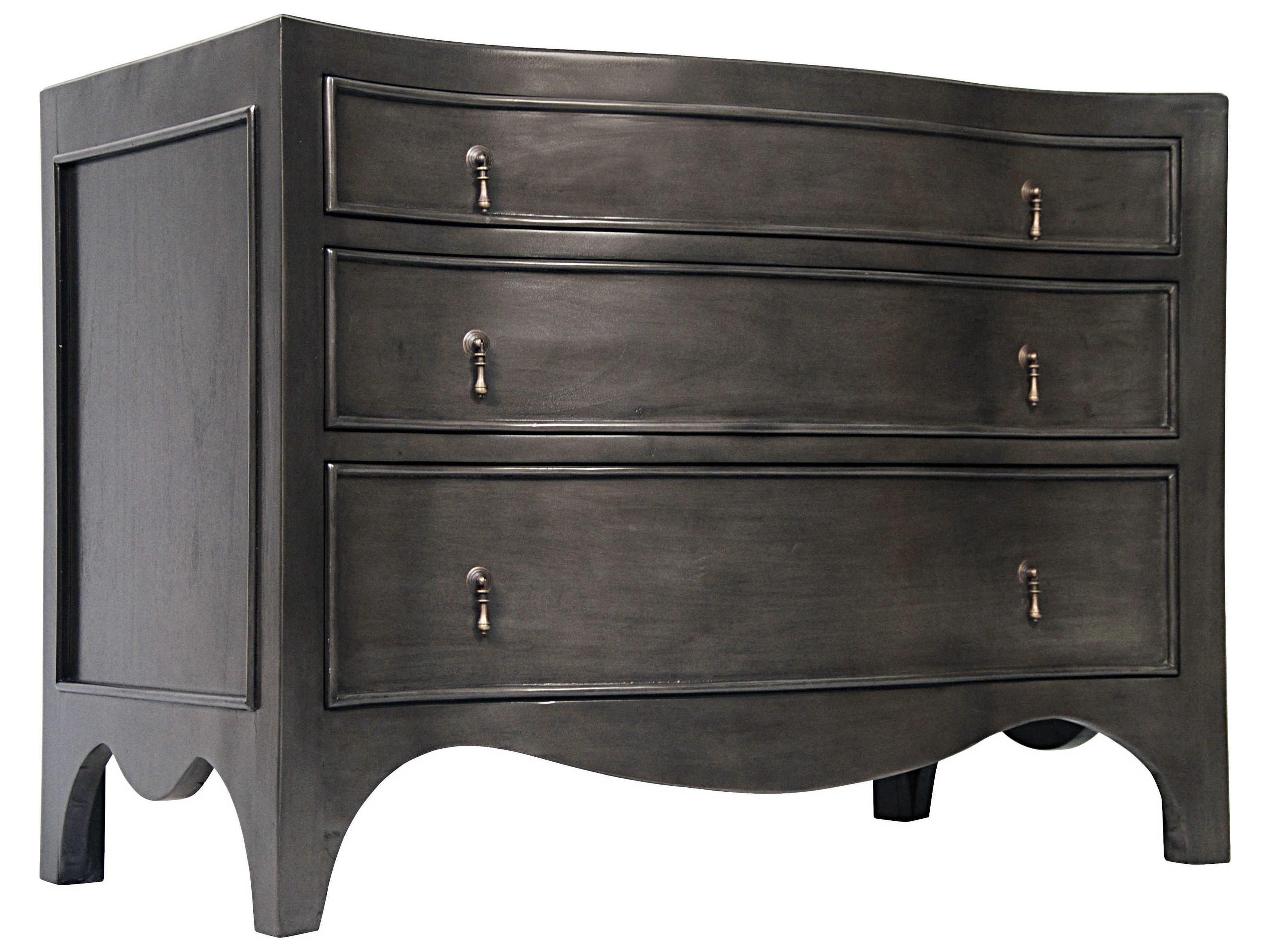 Noir Bedroom Storage Brentford 3-Drawers Brown Mahogany Wood Dresser