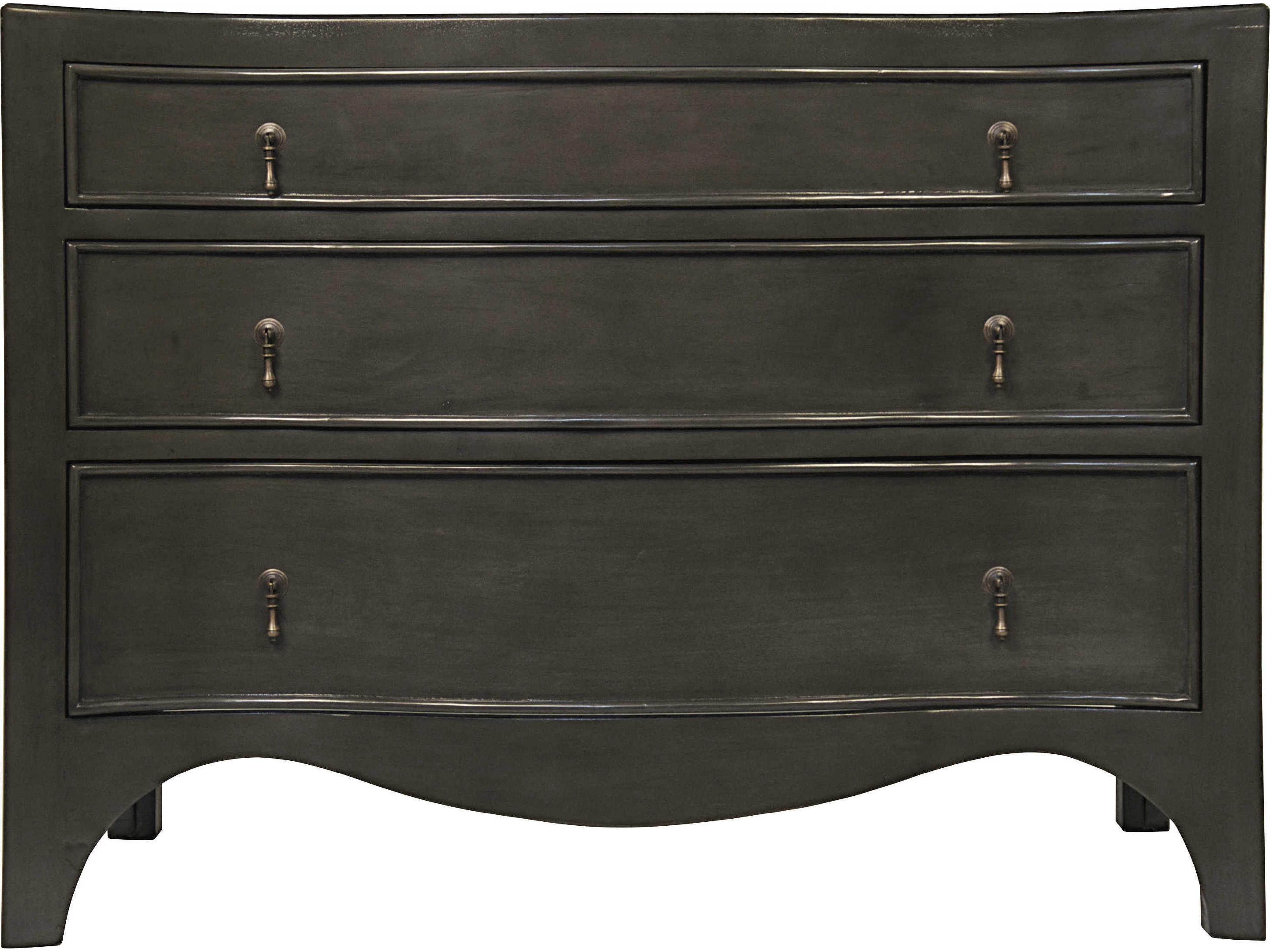 Noir Bedroom Storage Brentford 3-Drawers Brown Mahogany Wood Dresser