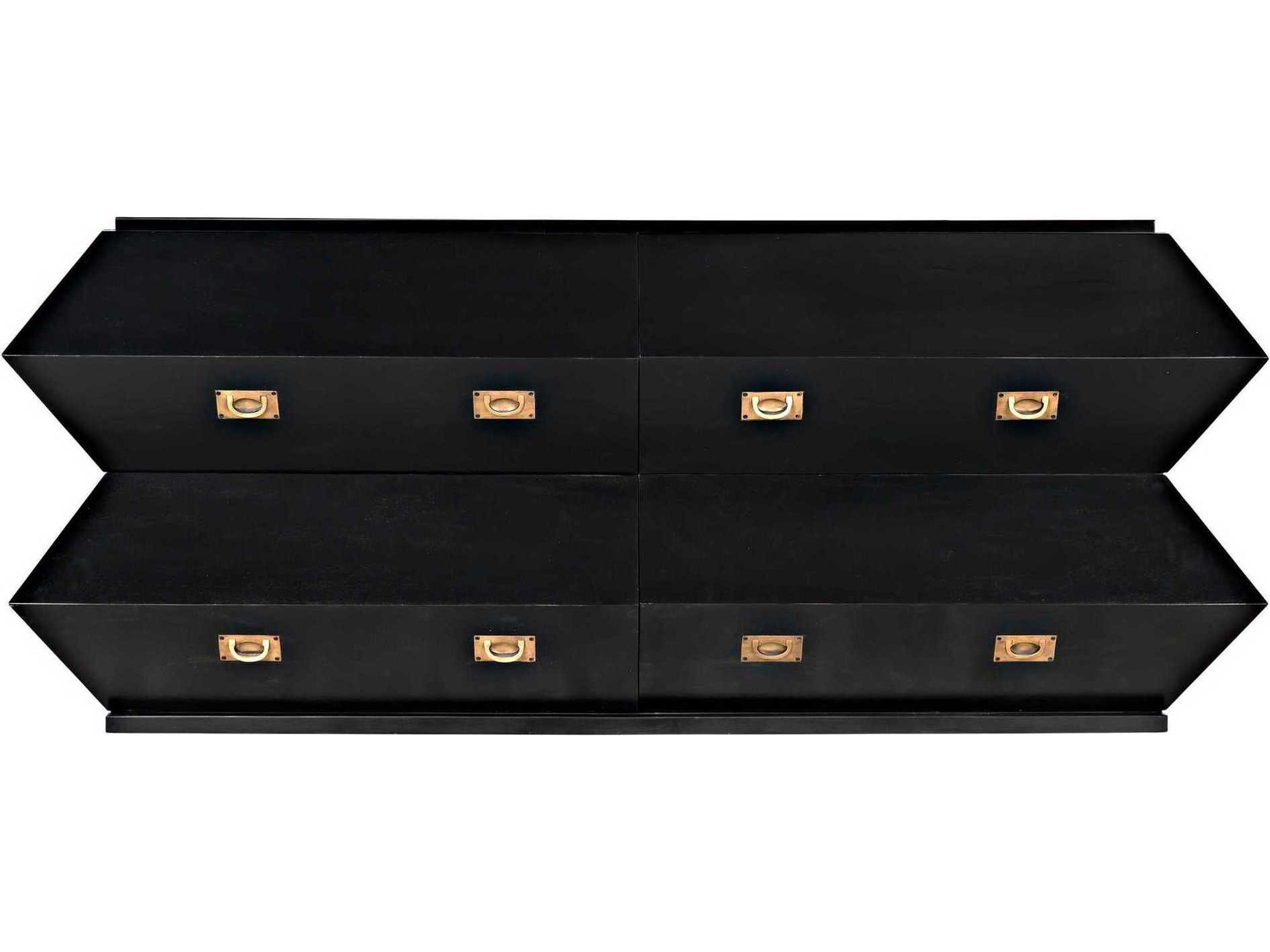 Noir Vico 4-Drawers Mahogany Wood Double Dresser