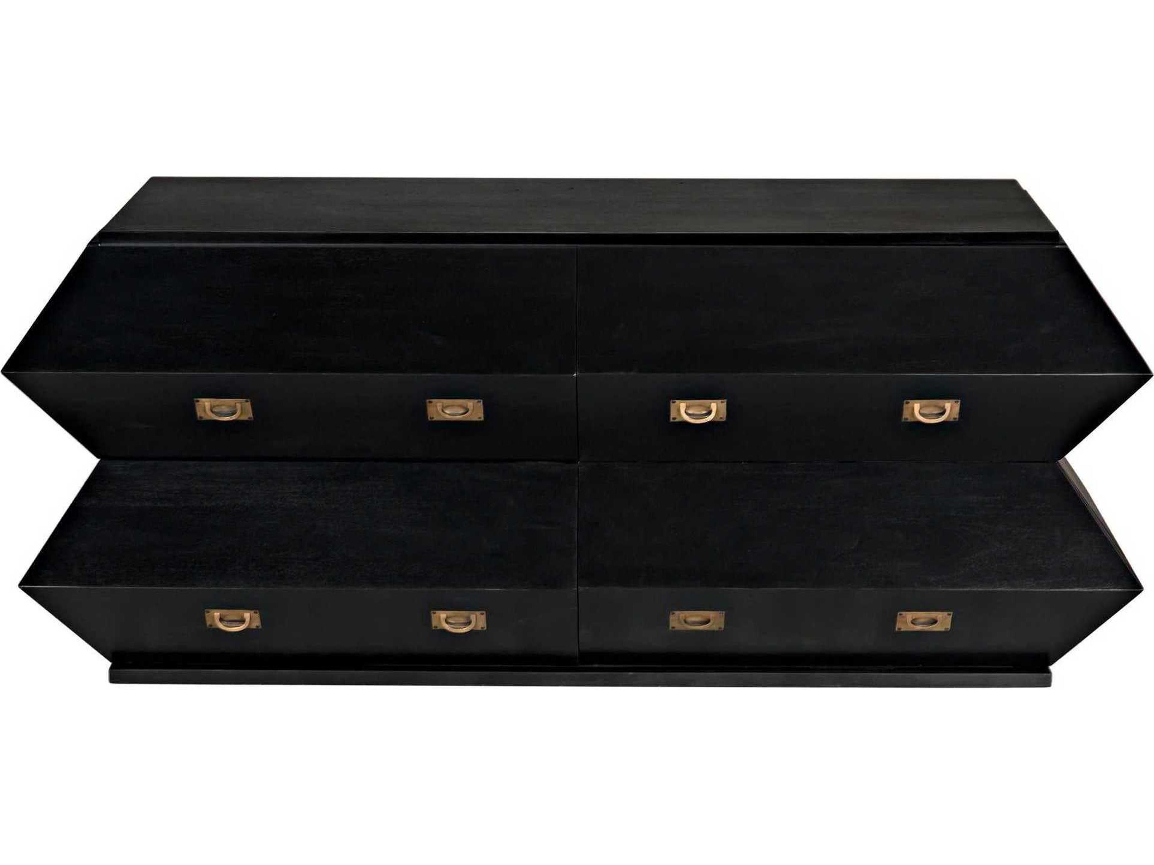 Noir Vico 4-Drawers Mahogany Wood Double Dresser