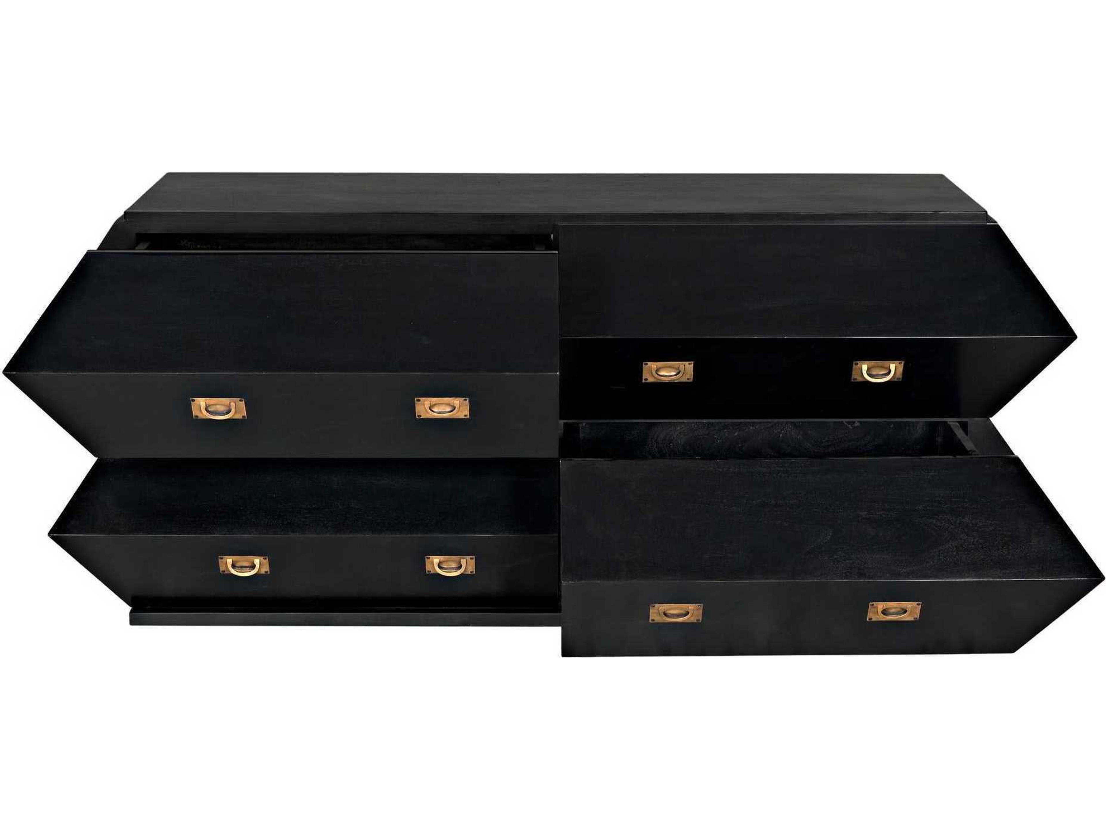 Noir Vico 4-Drawers Mahogany Wood Double Dresser