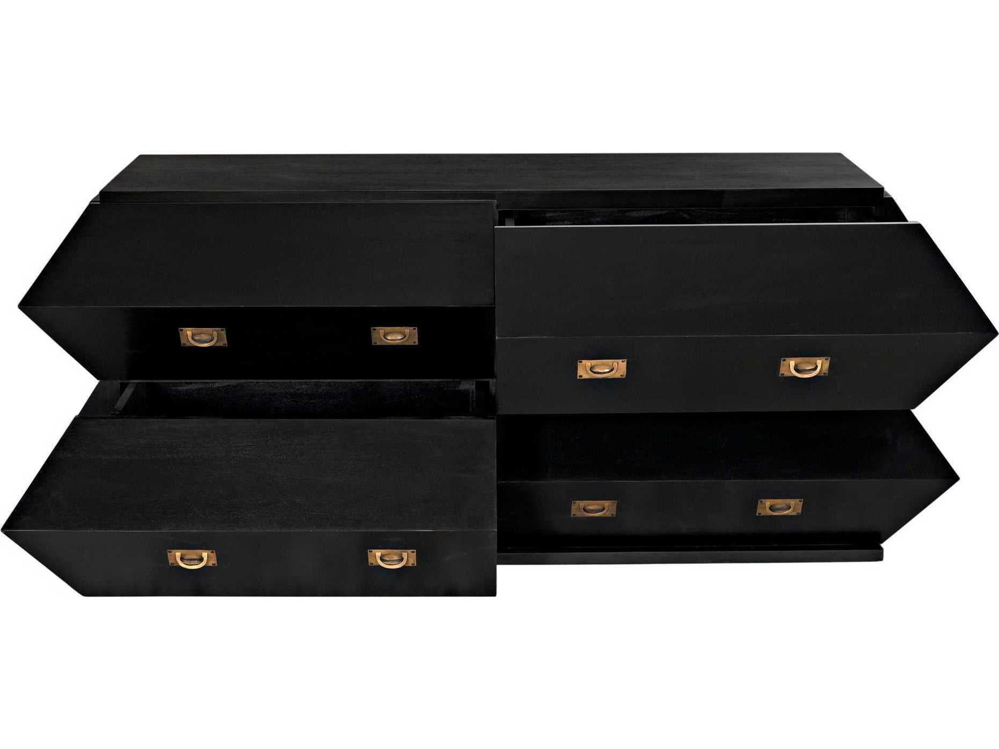 Noir Vico 4-Drawers Mahogany Wood Double Dresser