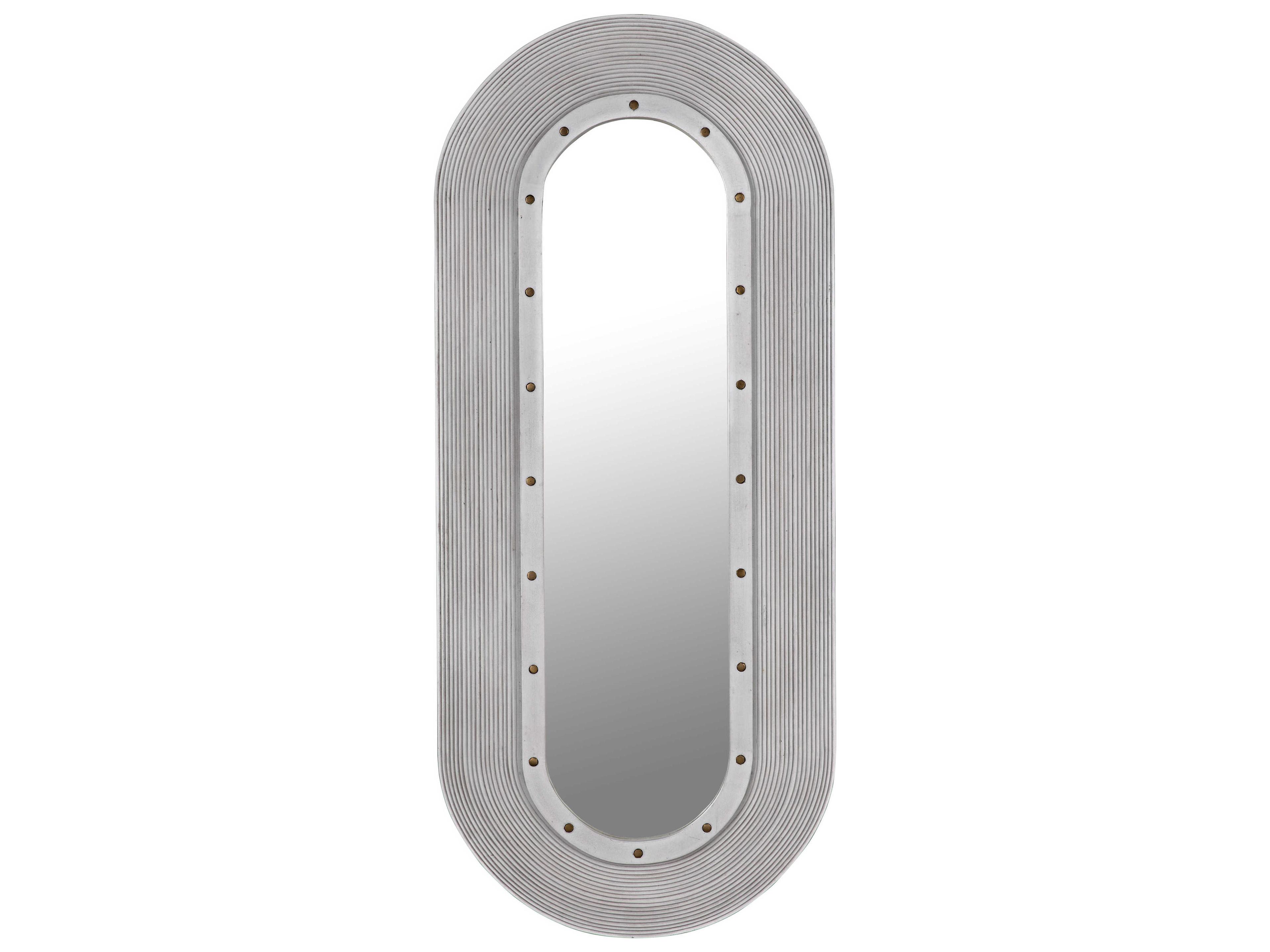 White Washed Luna Oval Wall Mirror