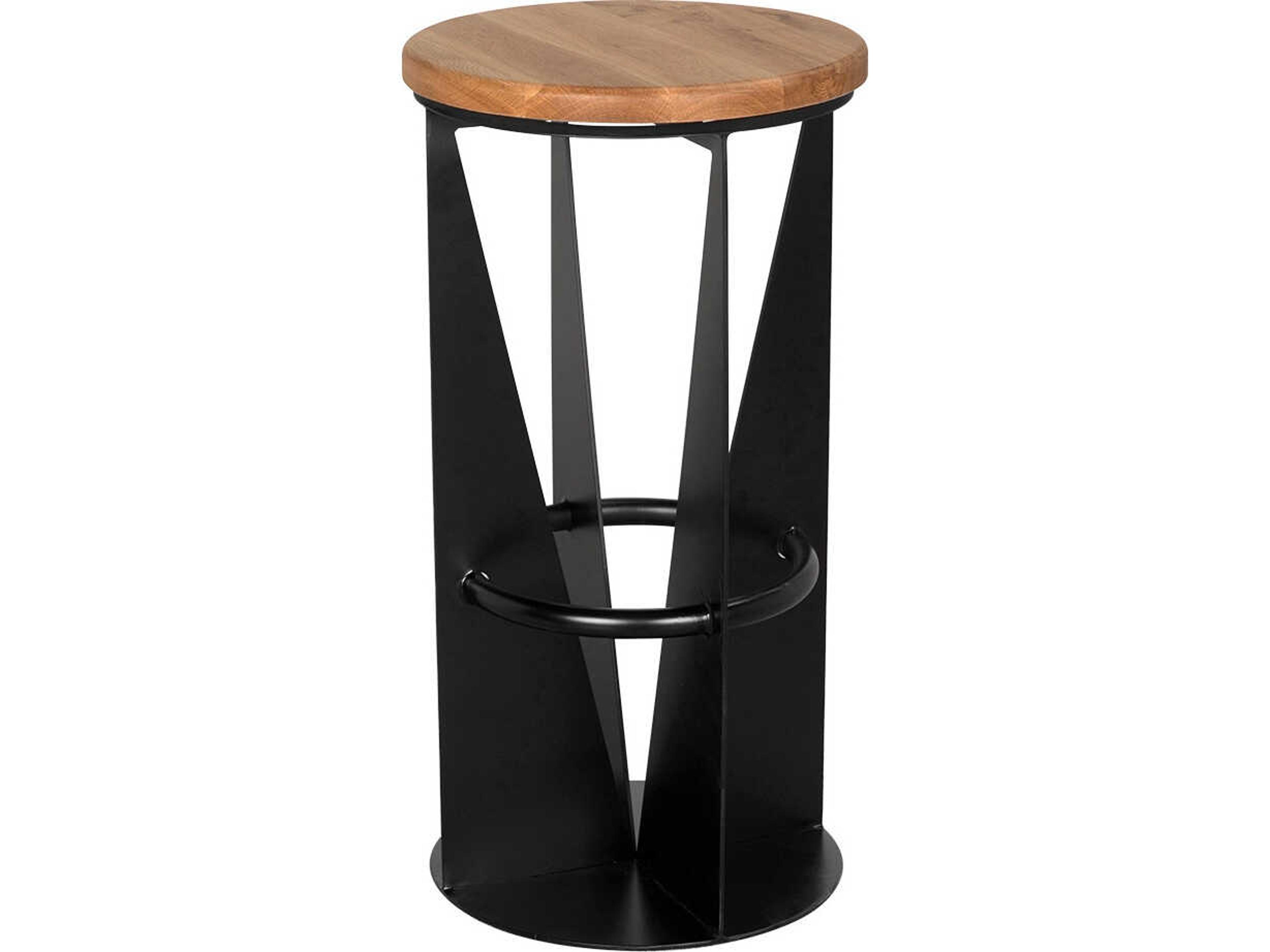 Nagoya Matte Black Oak Wood Bar Stool