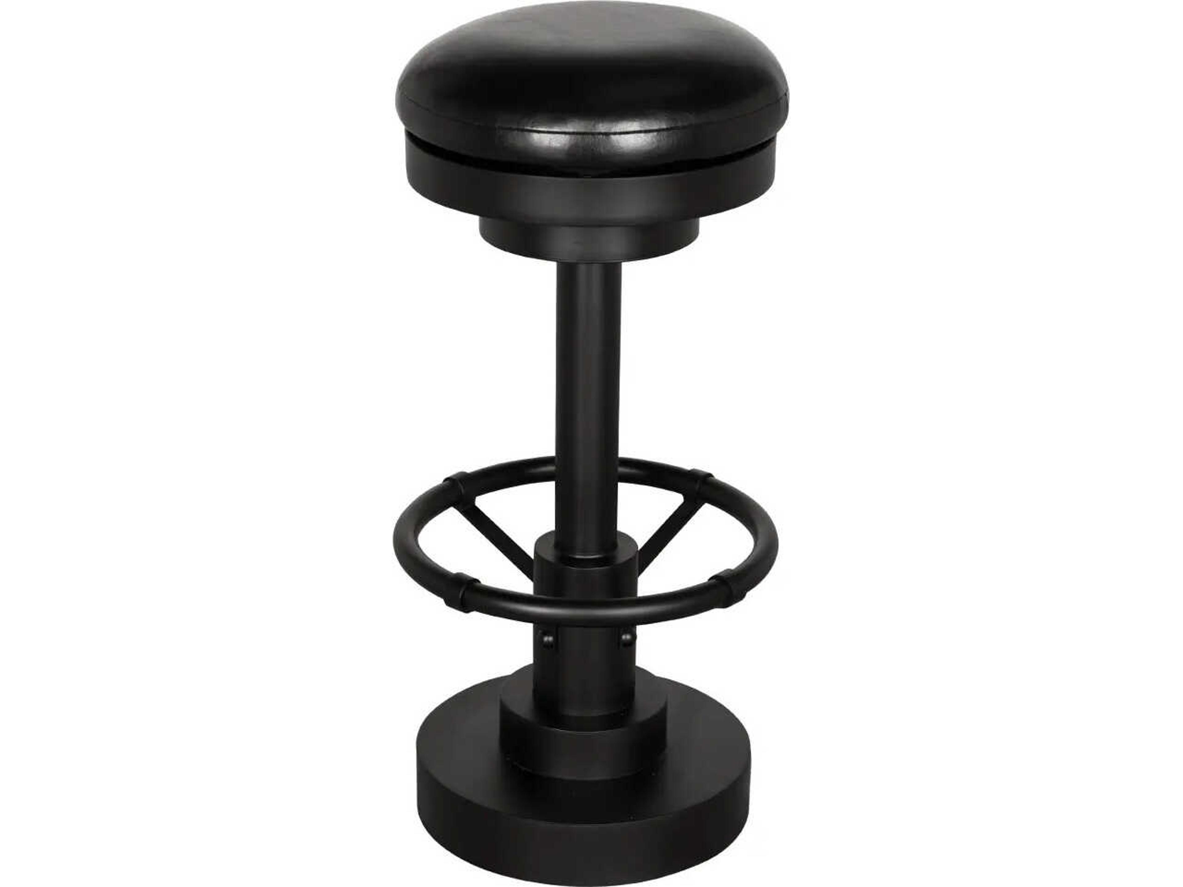 Brisbane Matte Black Leather Bar Stool