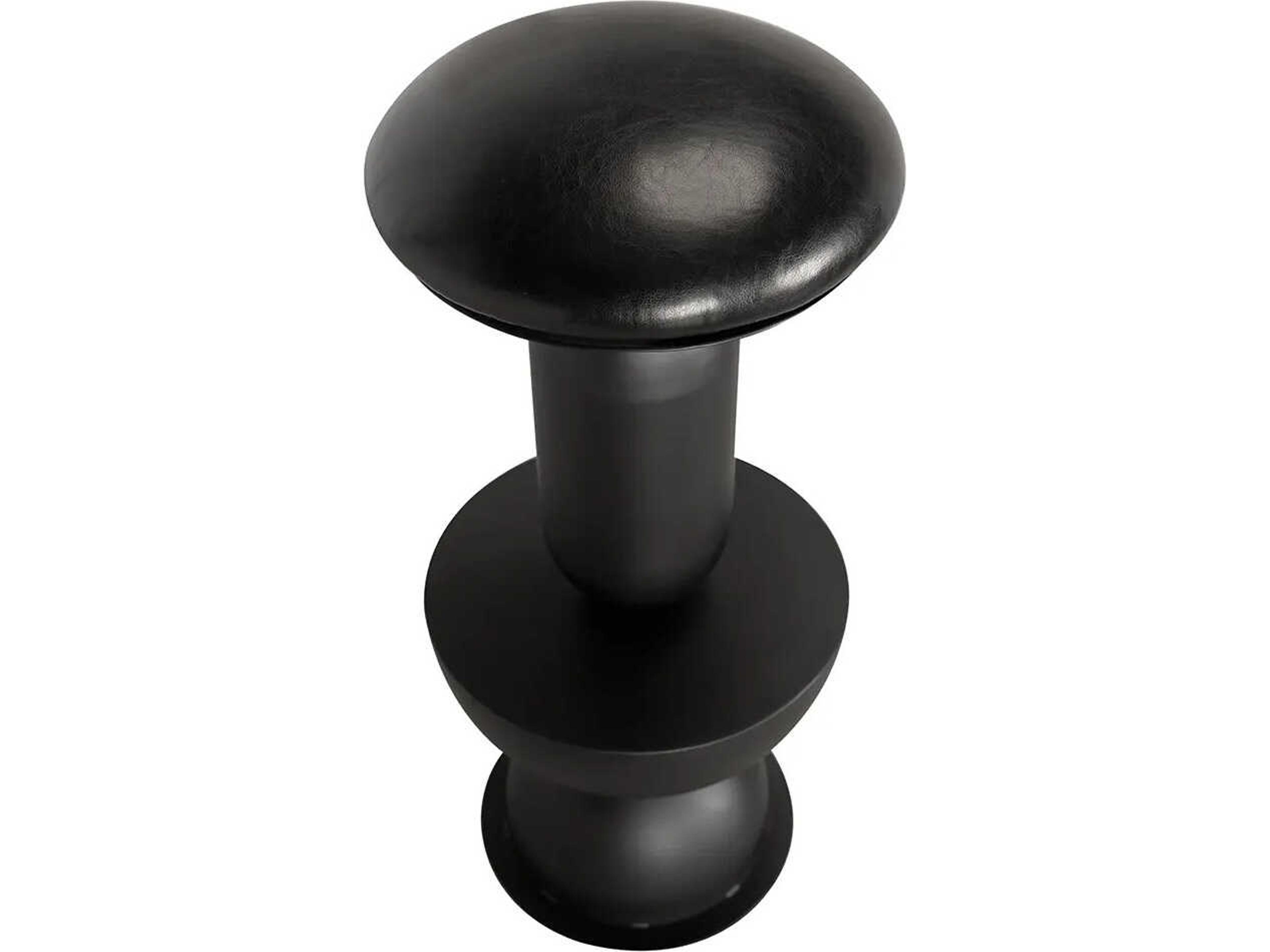 Noir Perth Matte Black Leather Bar Stool