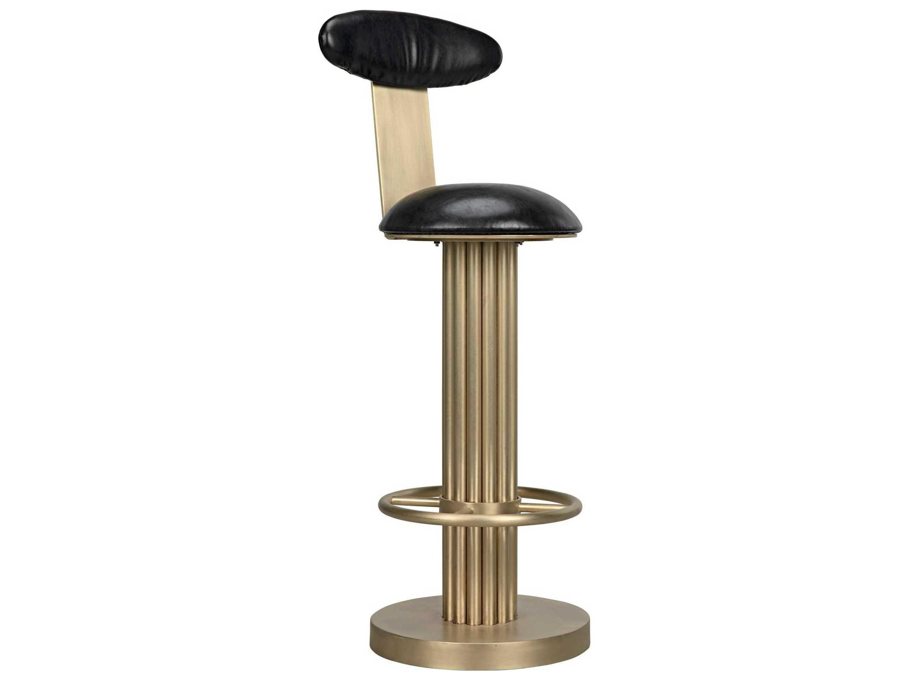 Sedes Swivel Bar Stool in Antique Brass and Black Leather