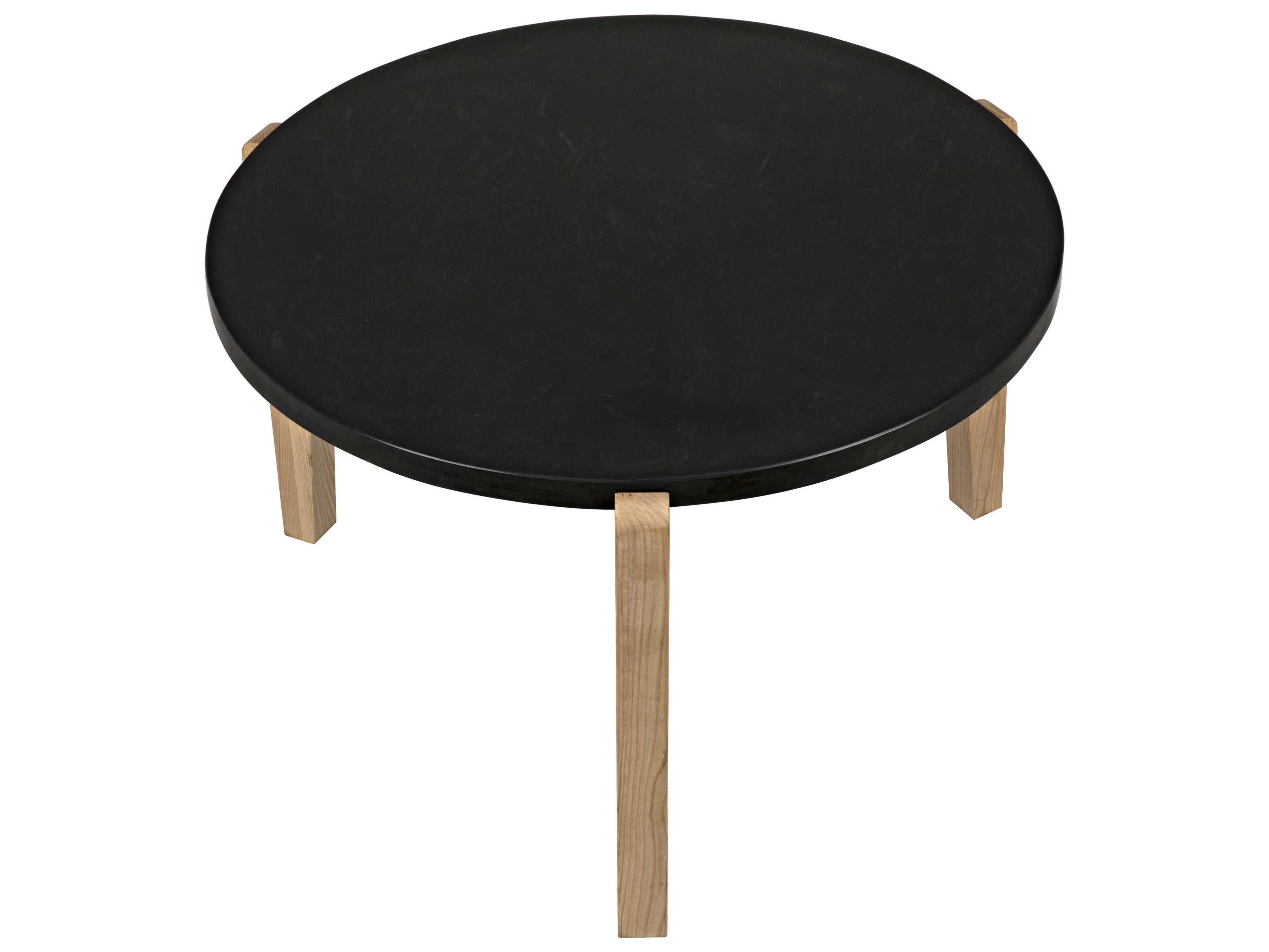 Noir Round Wood Waxed Coffee Table