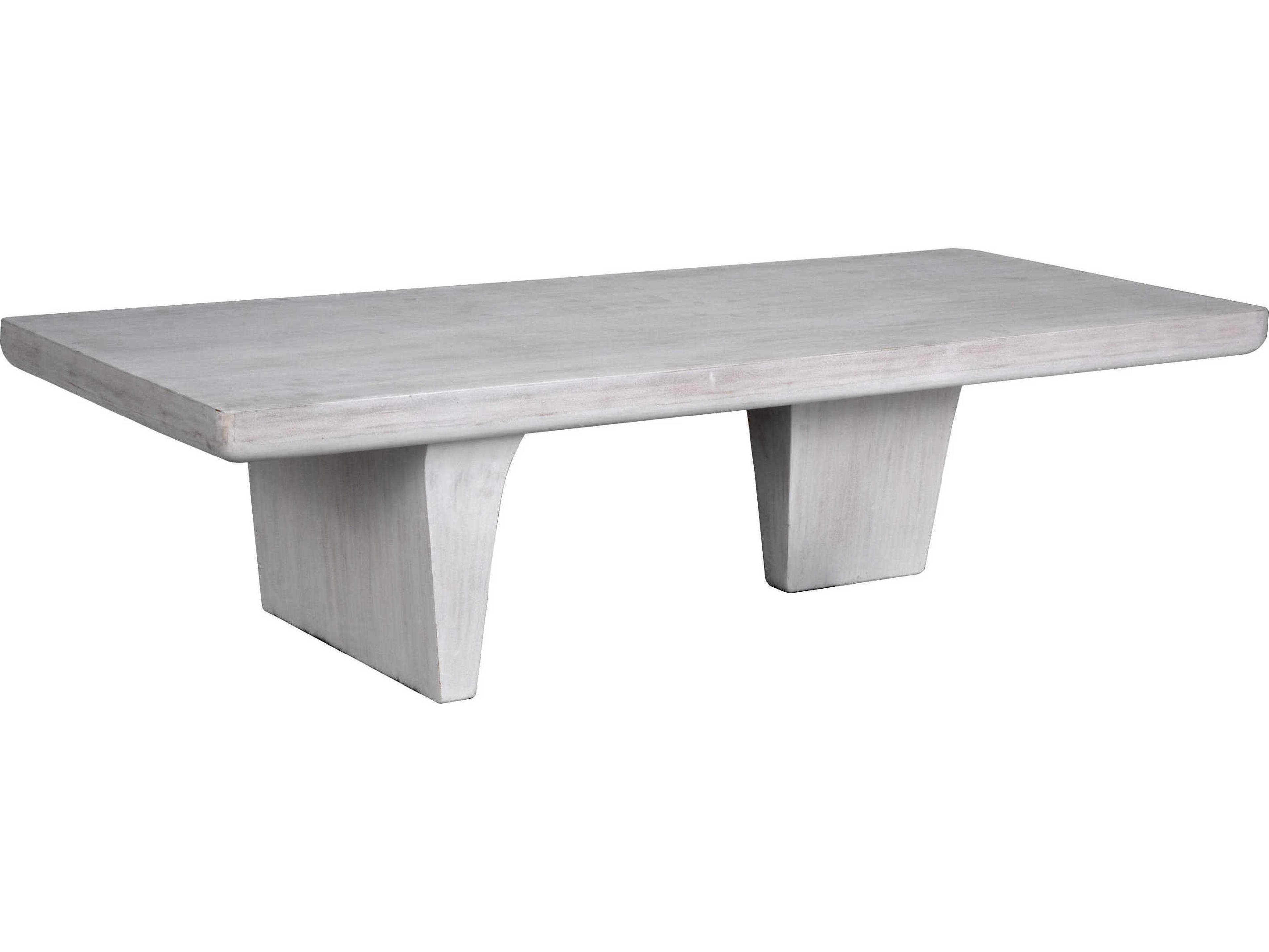 Noir Ward Rectangular Wood White Wash Coffee Table