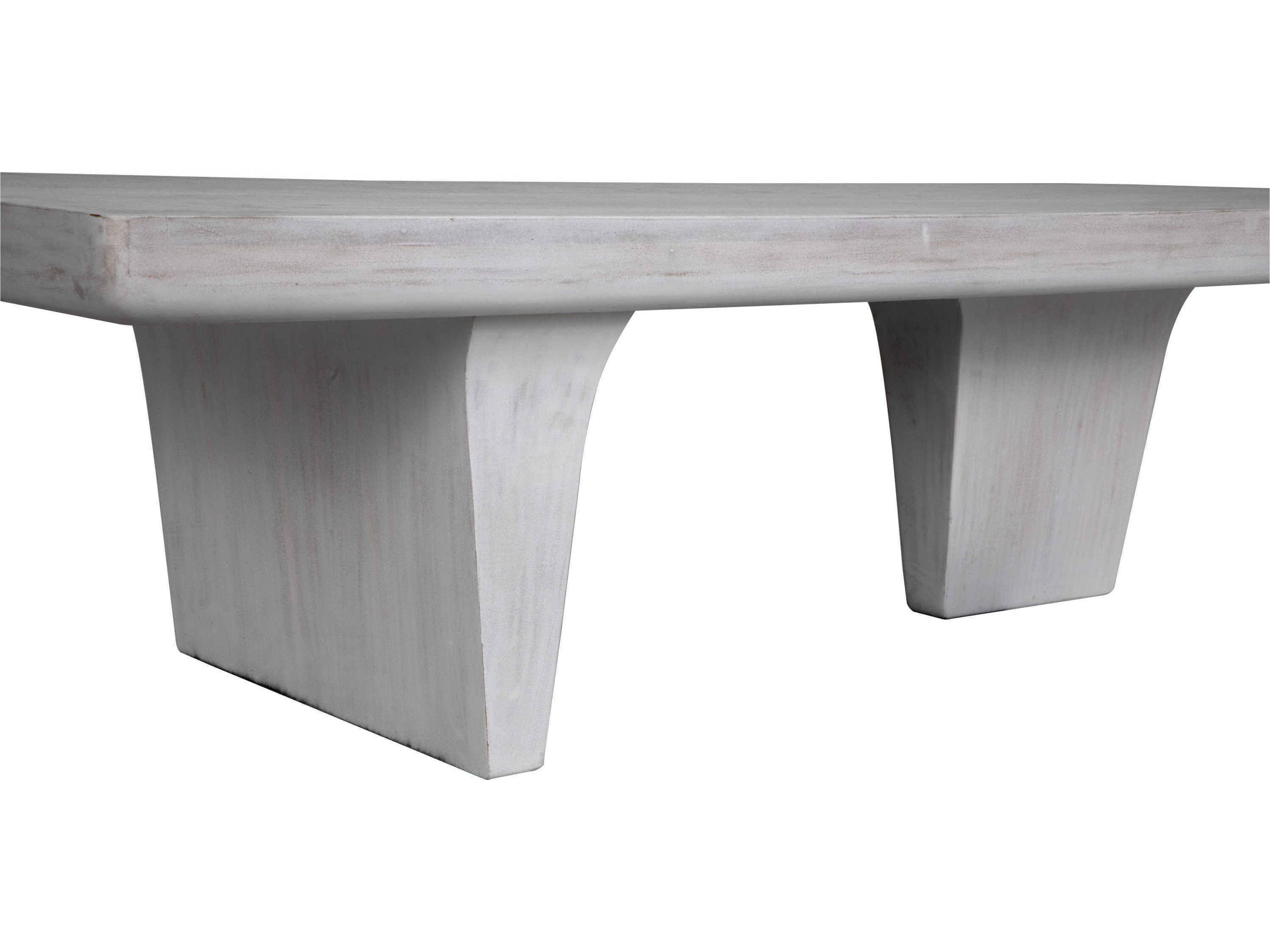 Noir Ward Rectangular Wood White Wash Coffee Table