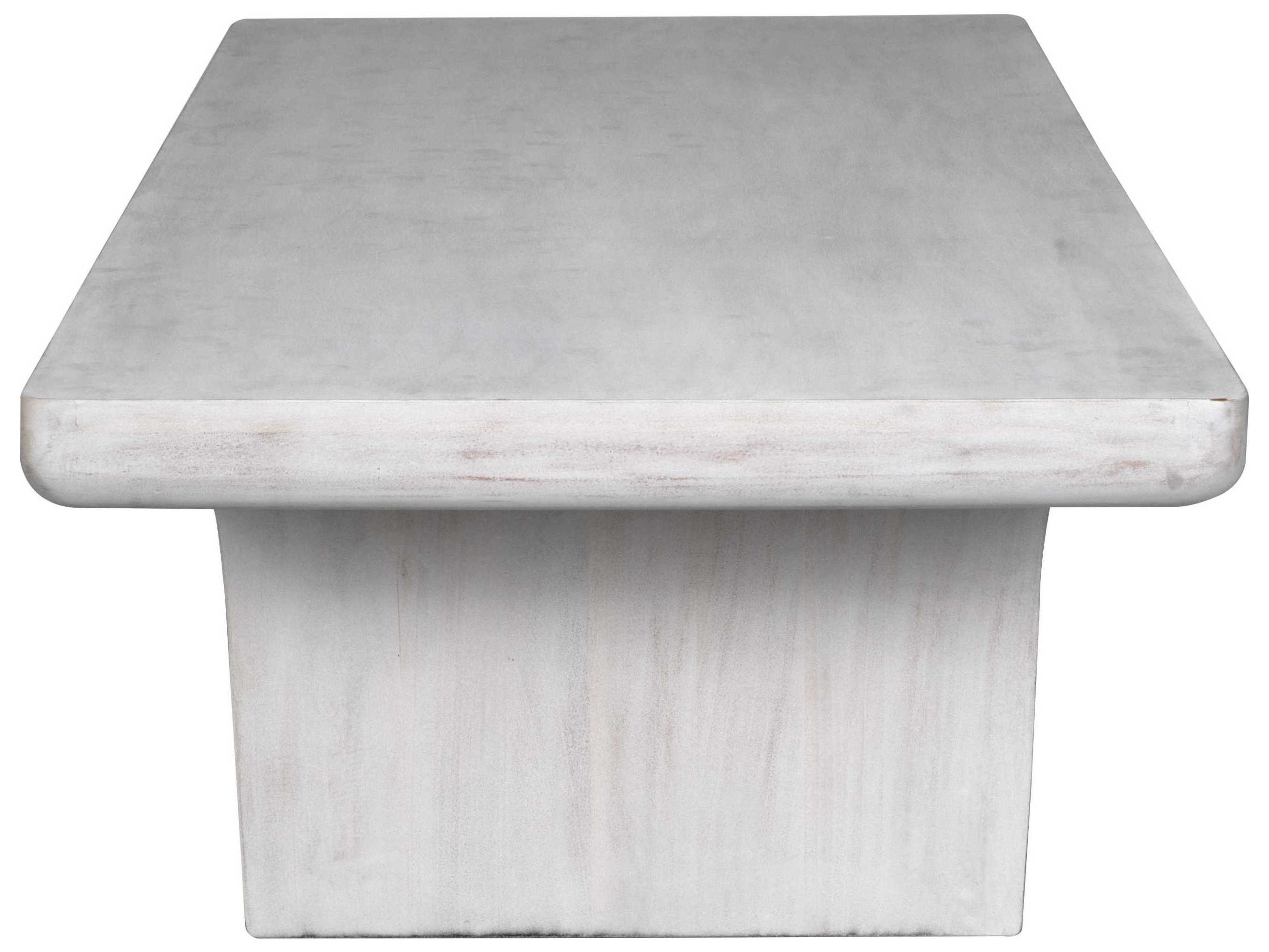 Noir Ward Rectangular Wood White Wash Coffee Table