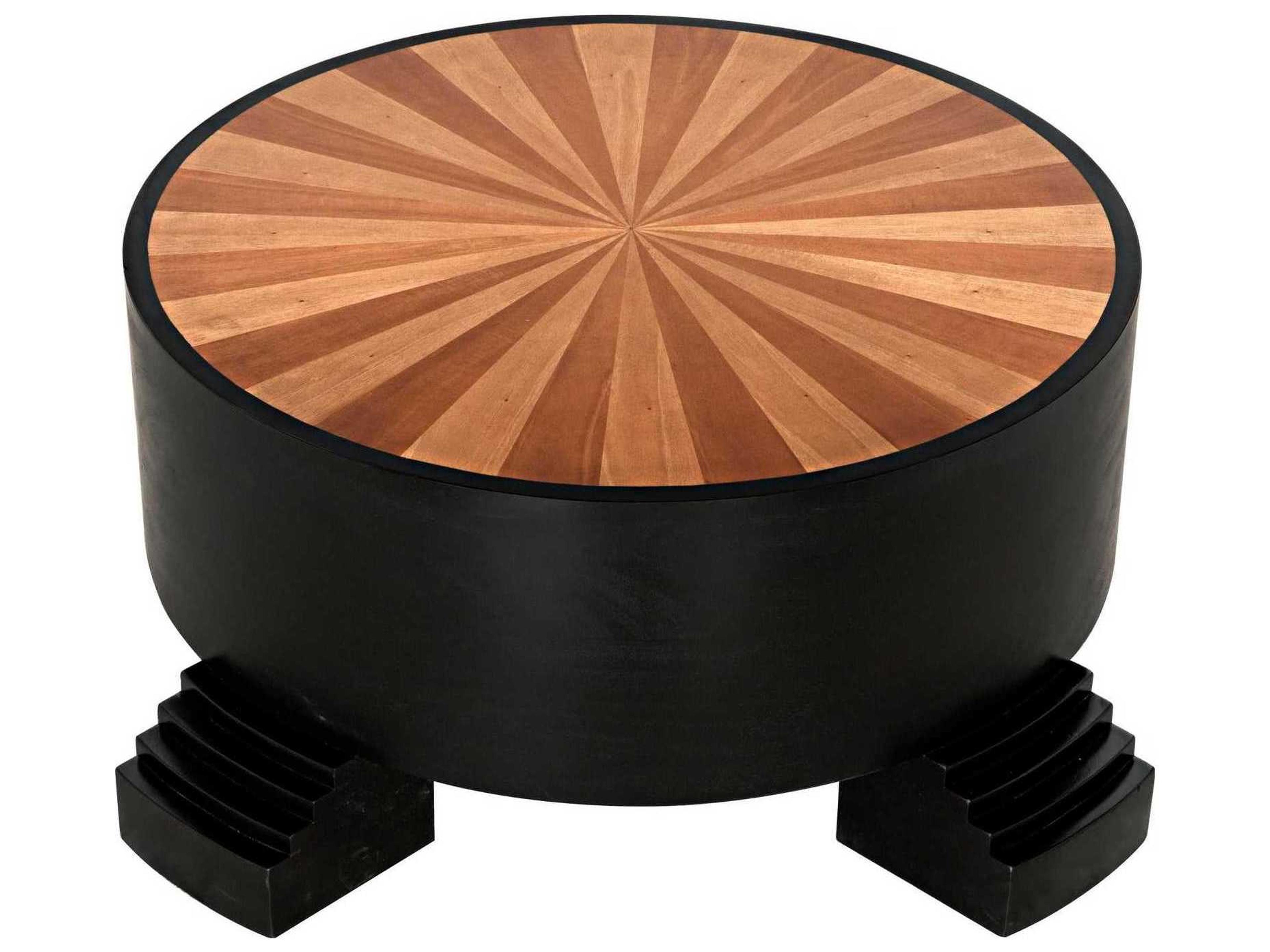 Noir Round Wood Hand Rubbed Black Coffee Table