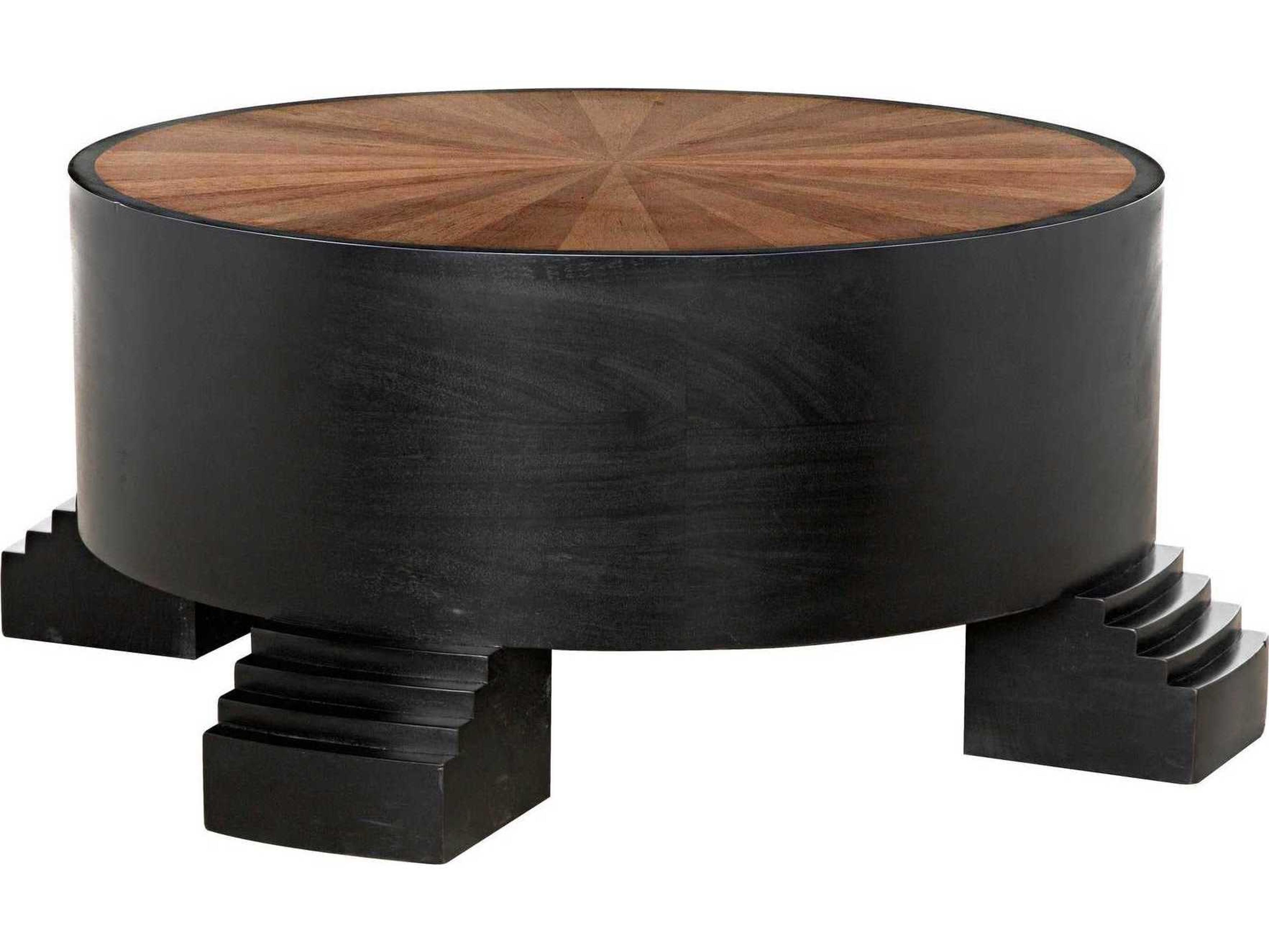 Noir Round Wood Hand Rubbed Black Coffee Table