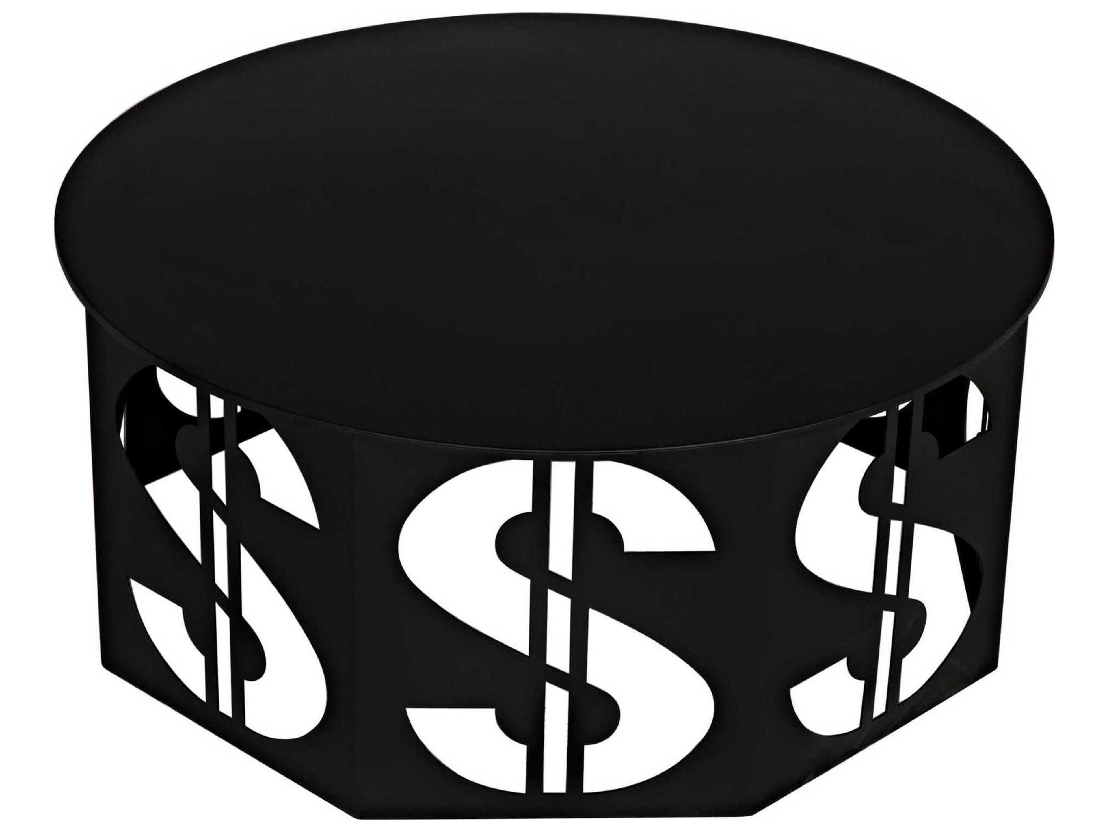 Noir Octagon Metal Matte Black Coffee Table