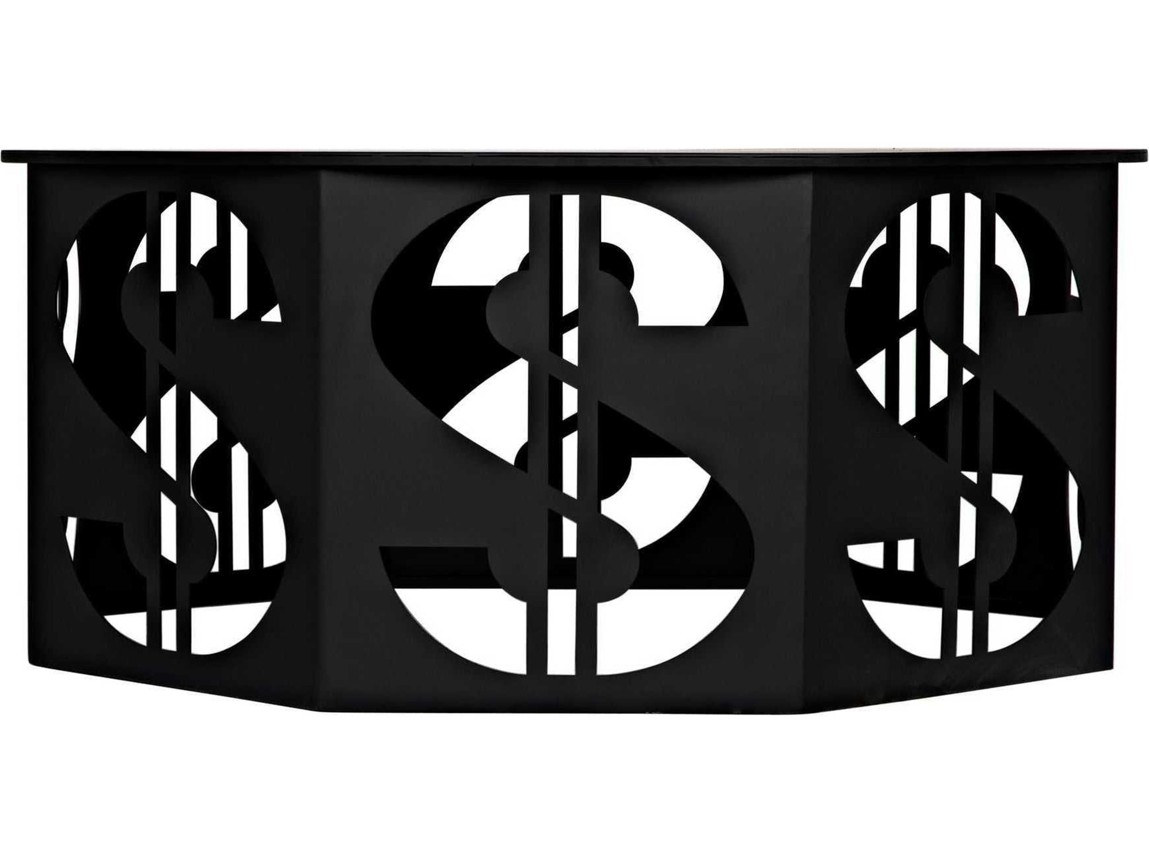 Noir Octagon Metal Matte Black Coffee Table