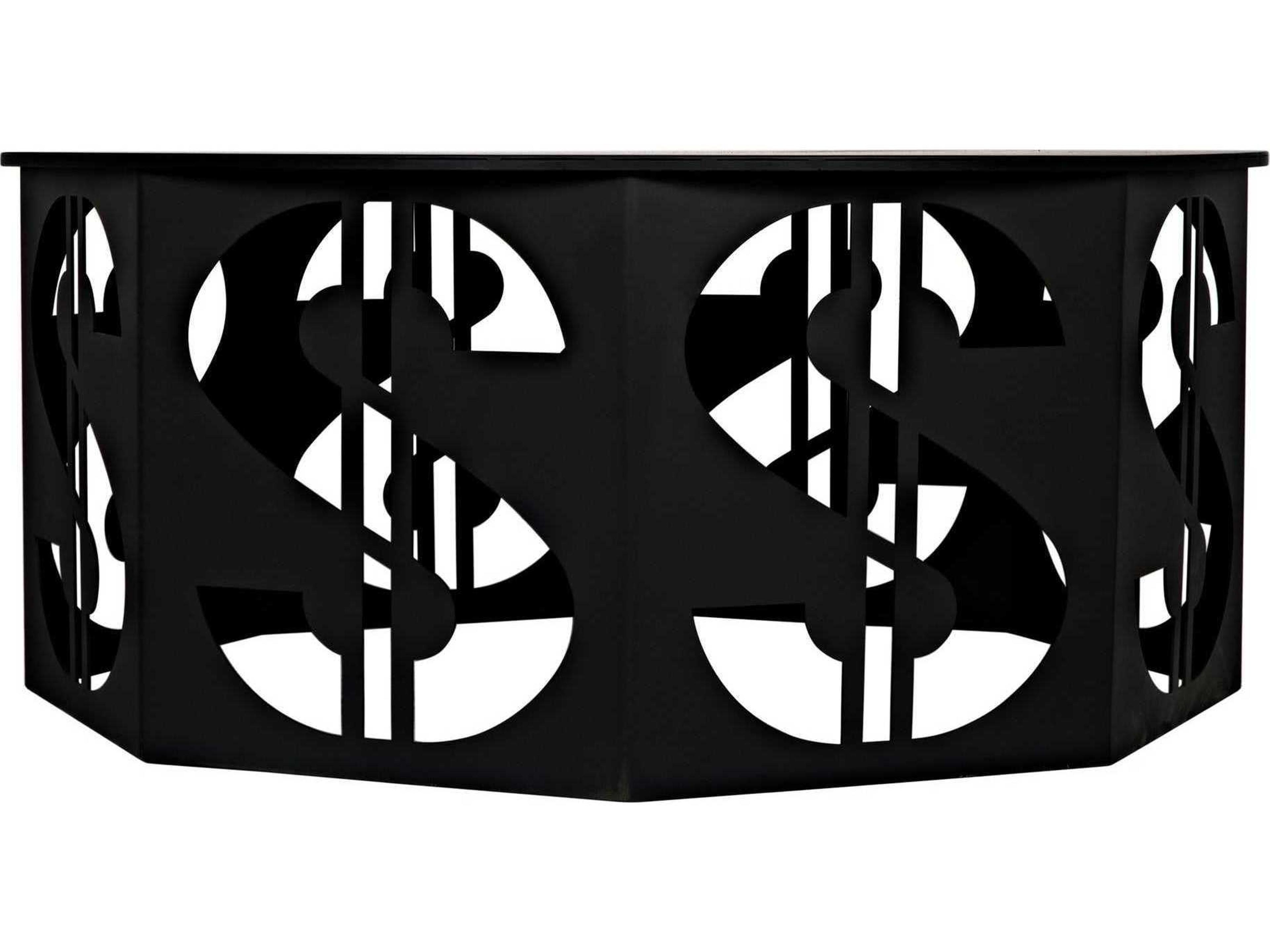 Noir Octagon Metal Matte Black Coffee Table