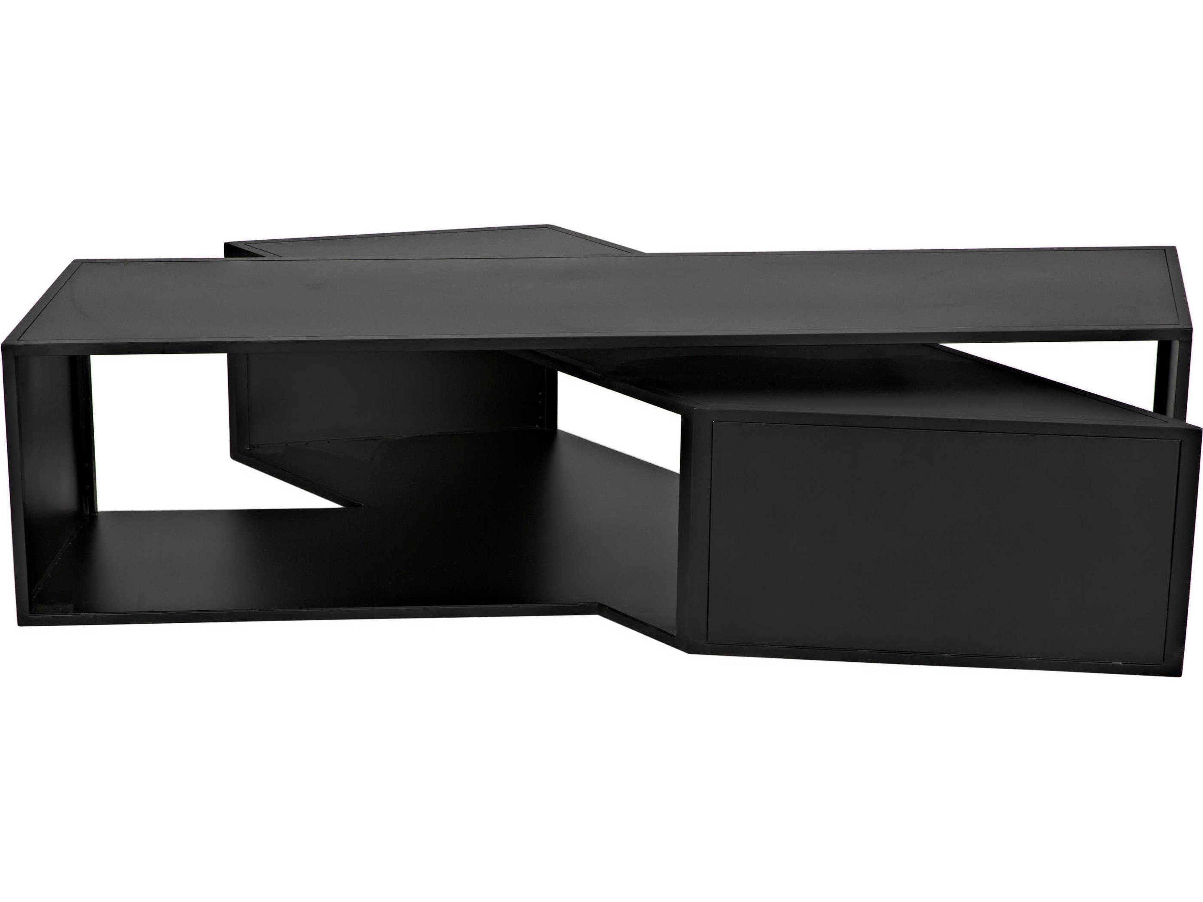 Noir Rectangular Steel Matte Black Coffee Table