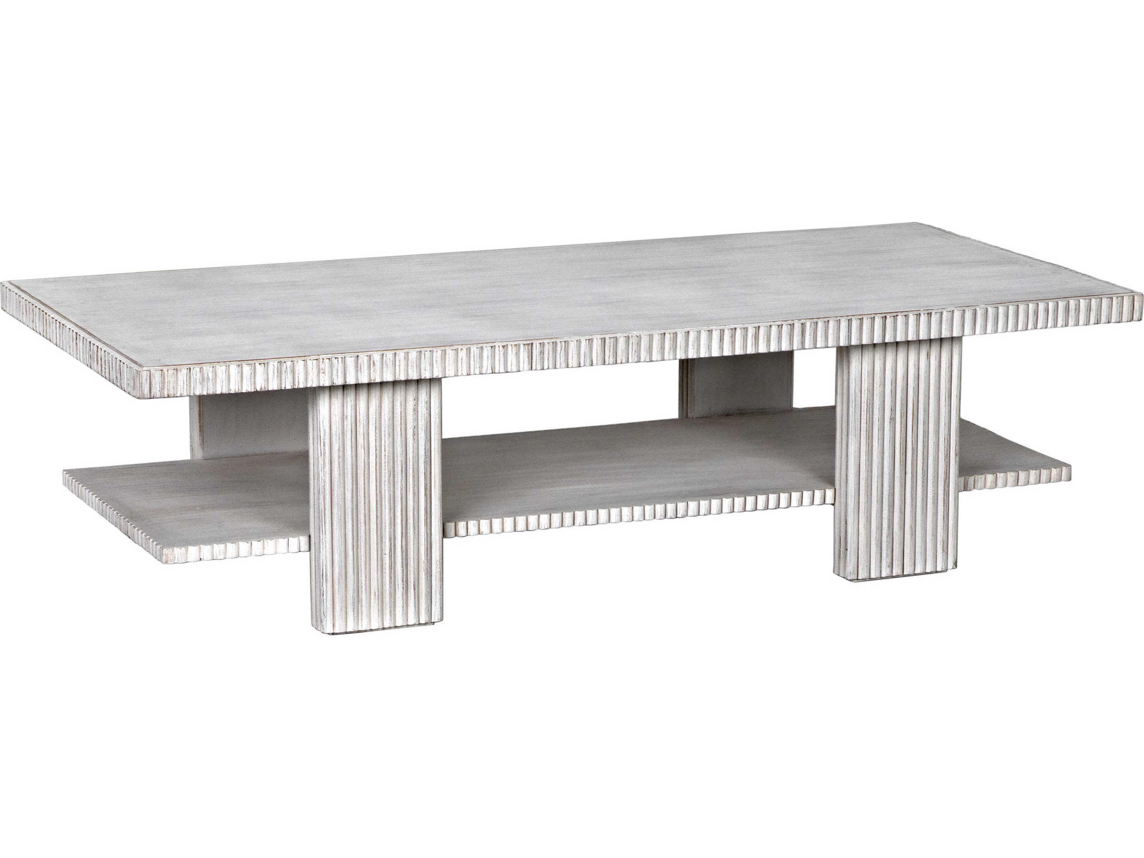 Noir Rectangular Wood White Wash Coffee Table