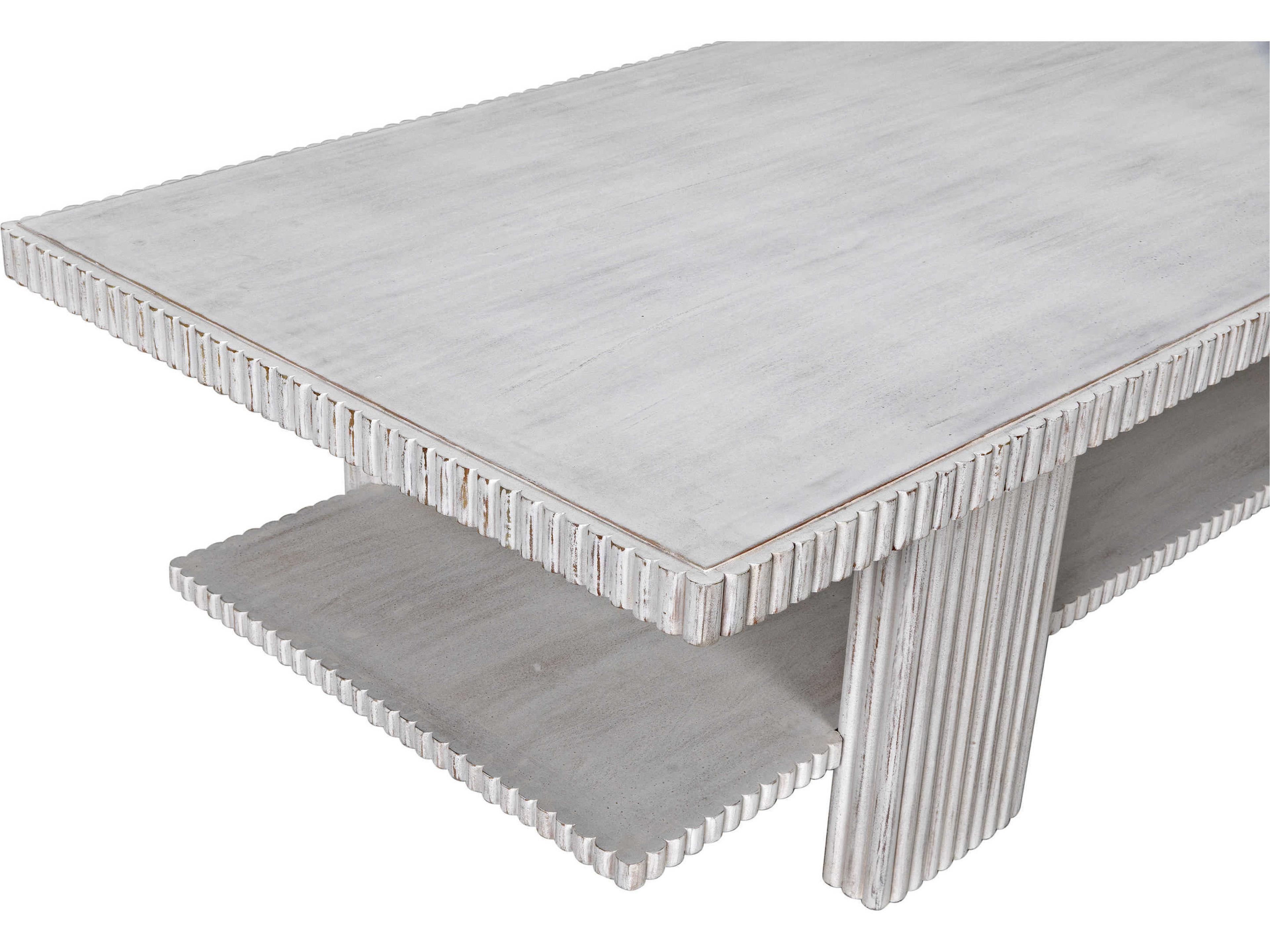 Noir Rectangular Wood White Wash Coffee Table