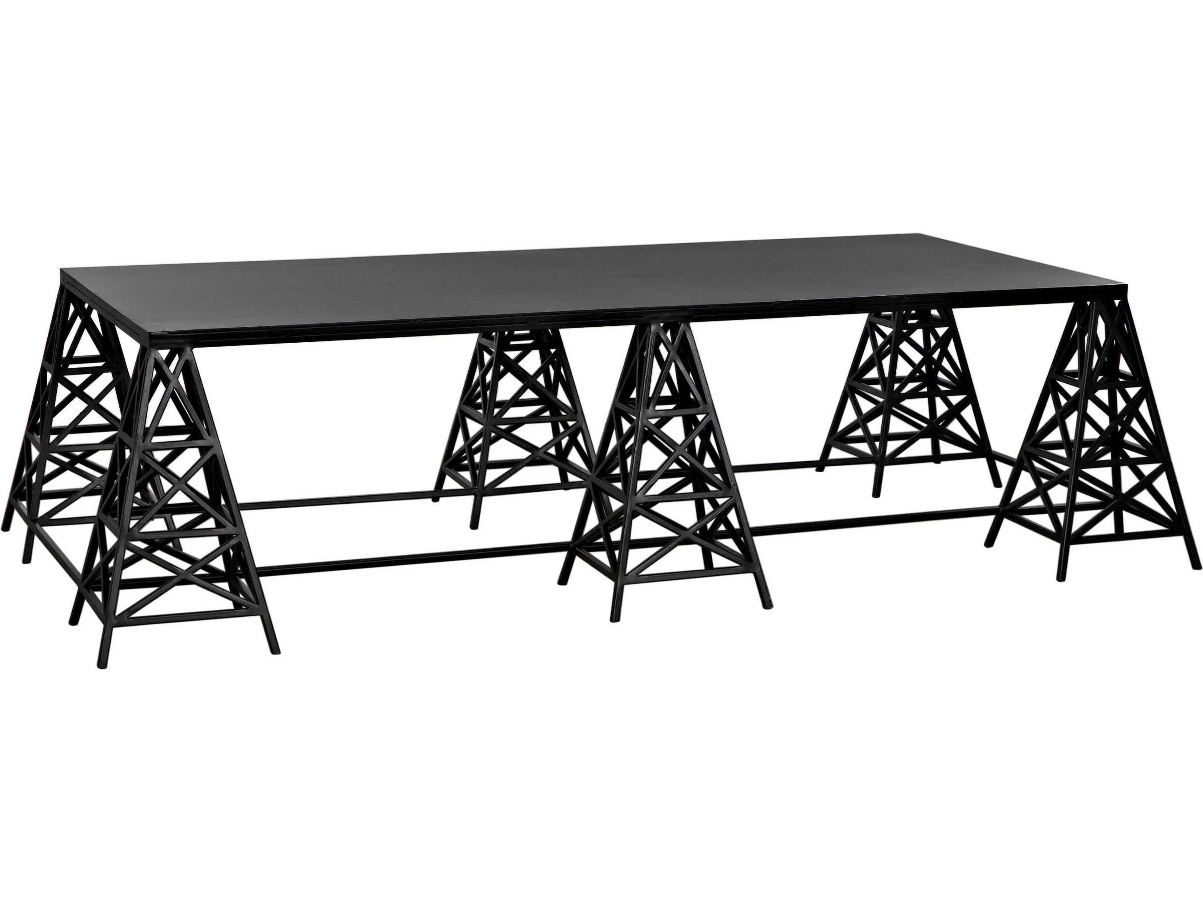 Noir Rectangular Metal Matte Black Coffee Table