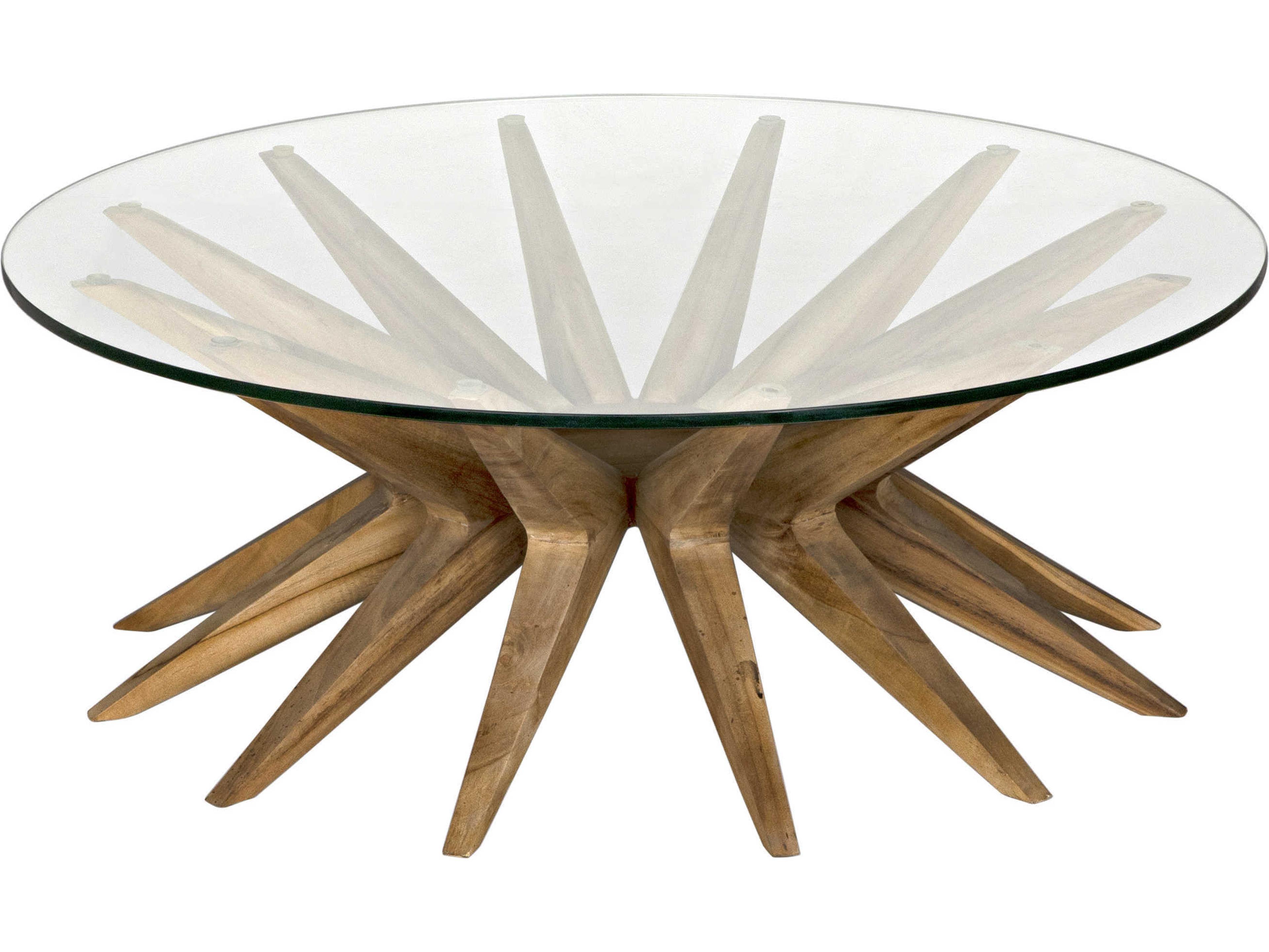 Noir Round Glass Clear Coat Flat Coffee Table