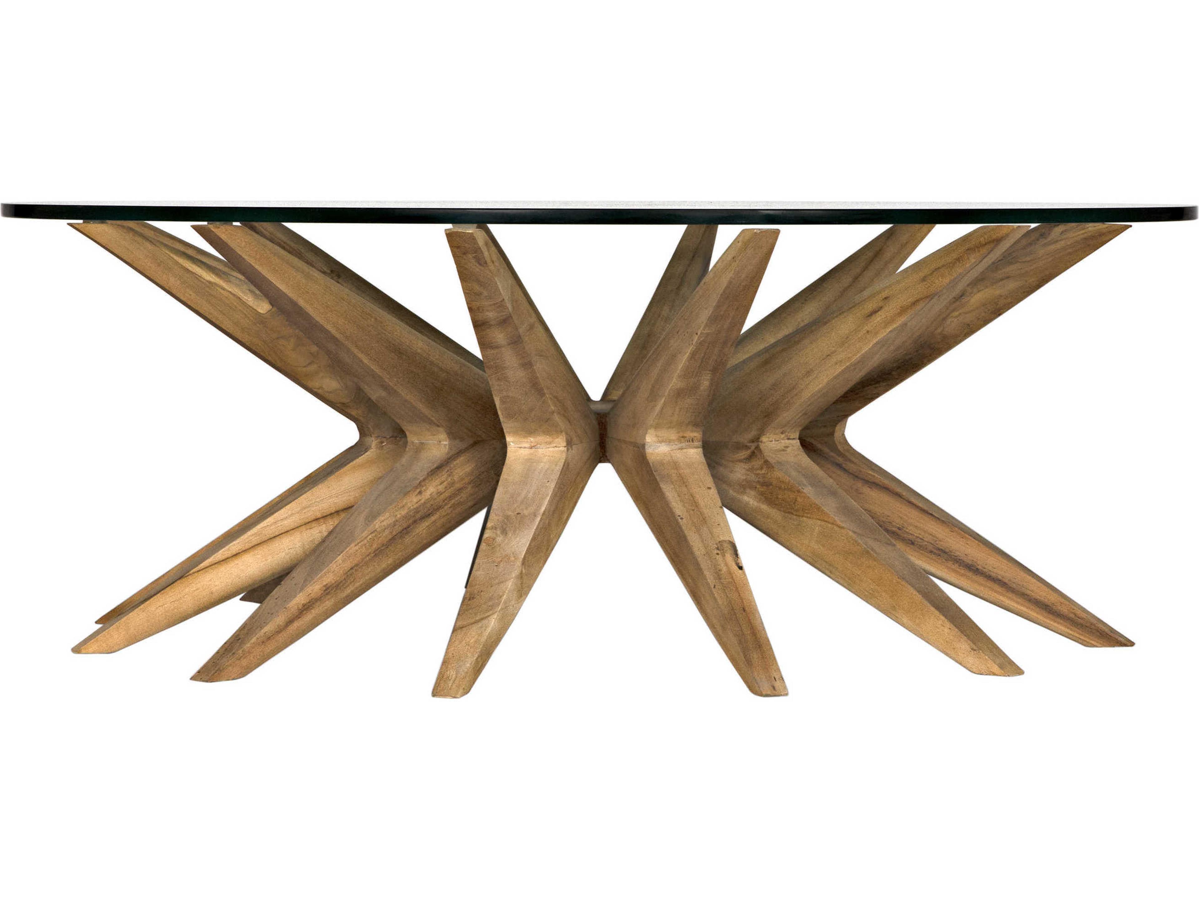 Noir Round Glass Clear Coat Flat Coffee Table