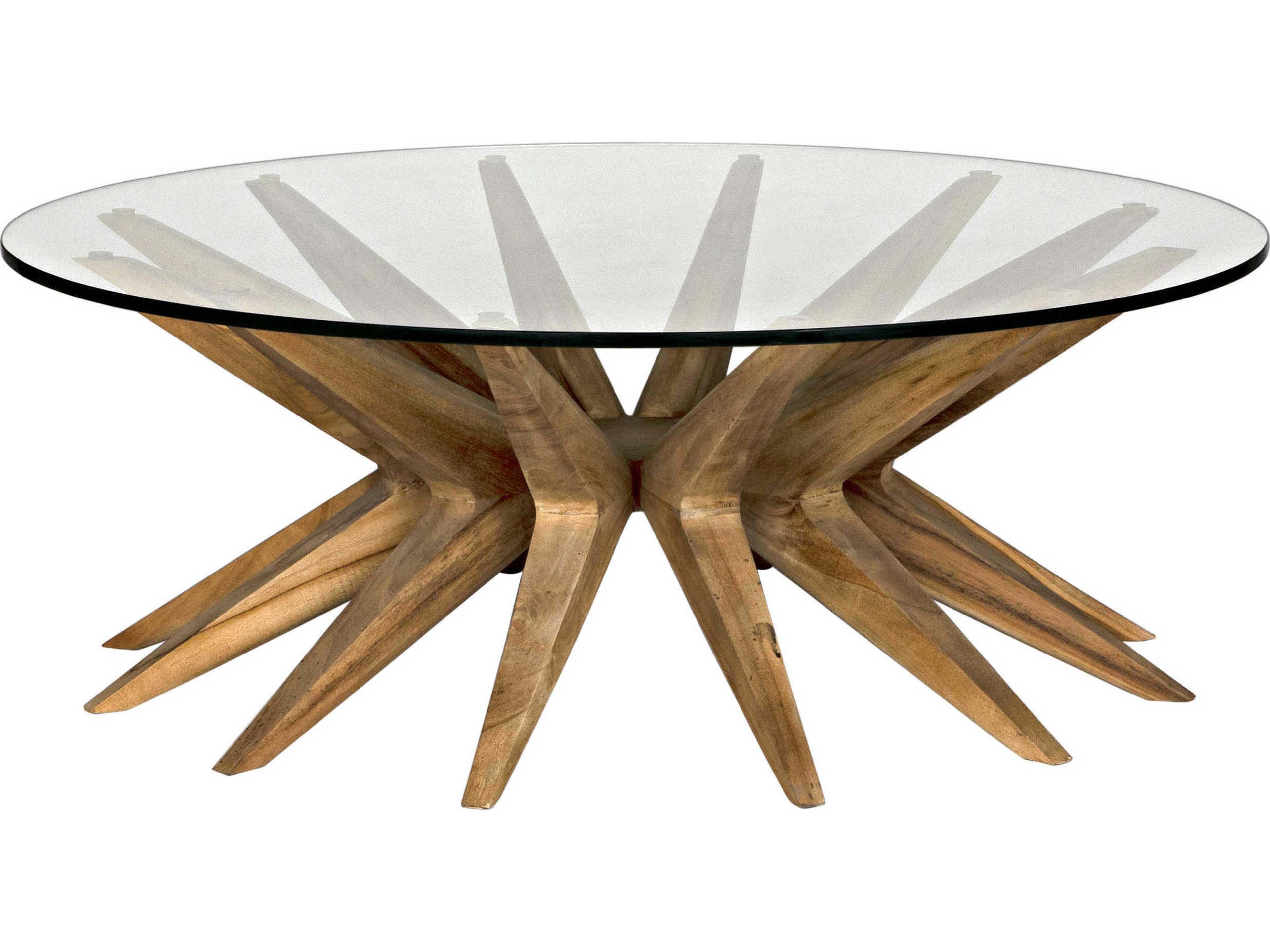 Noir Round Glass Clear Coat Flat Coffee Table