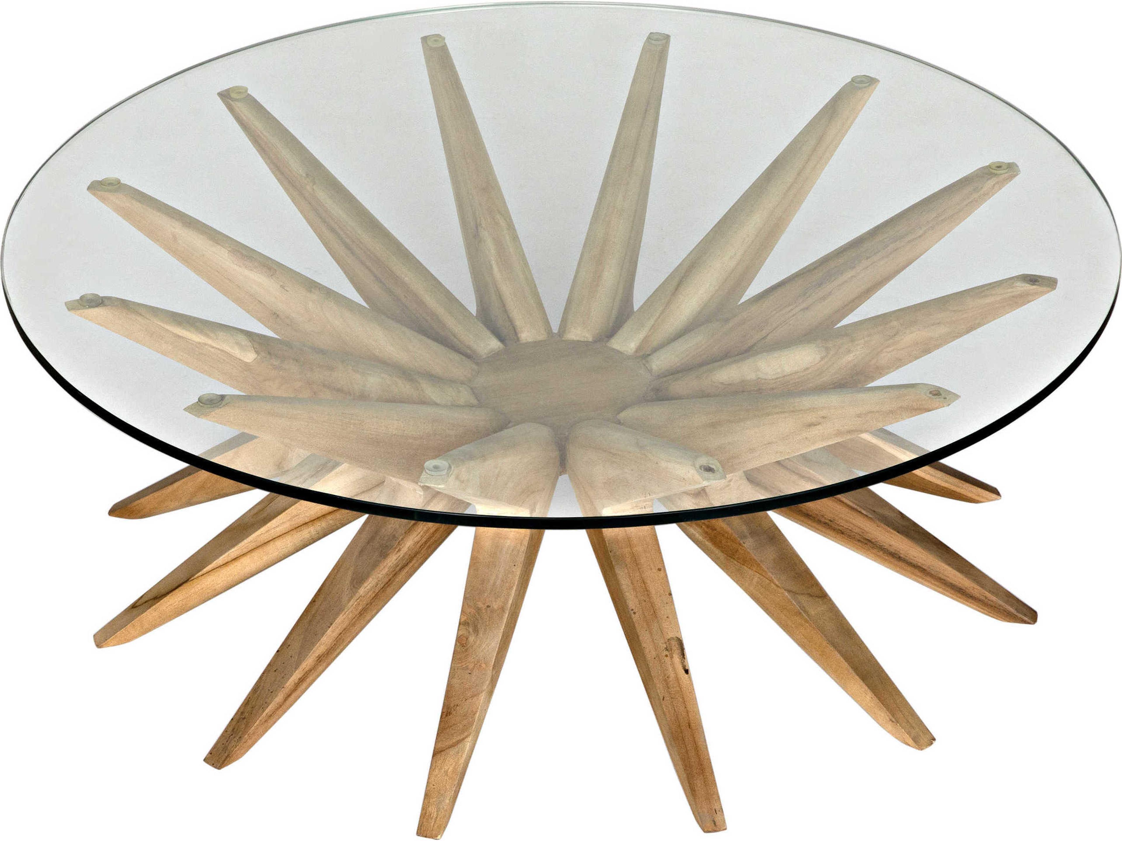 Noir Round Glass Clear Coat Flat Coffee Table
