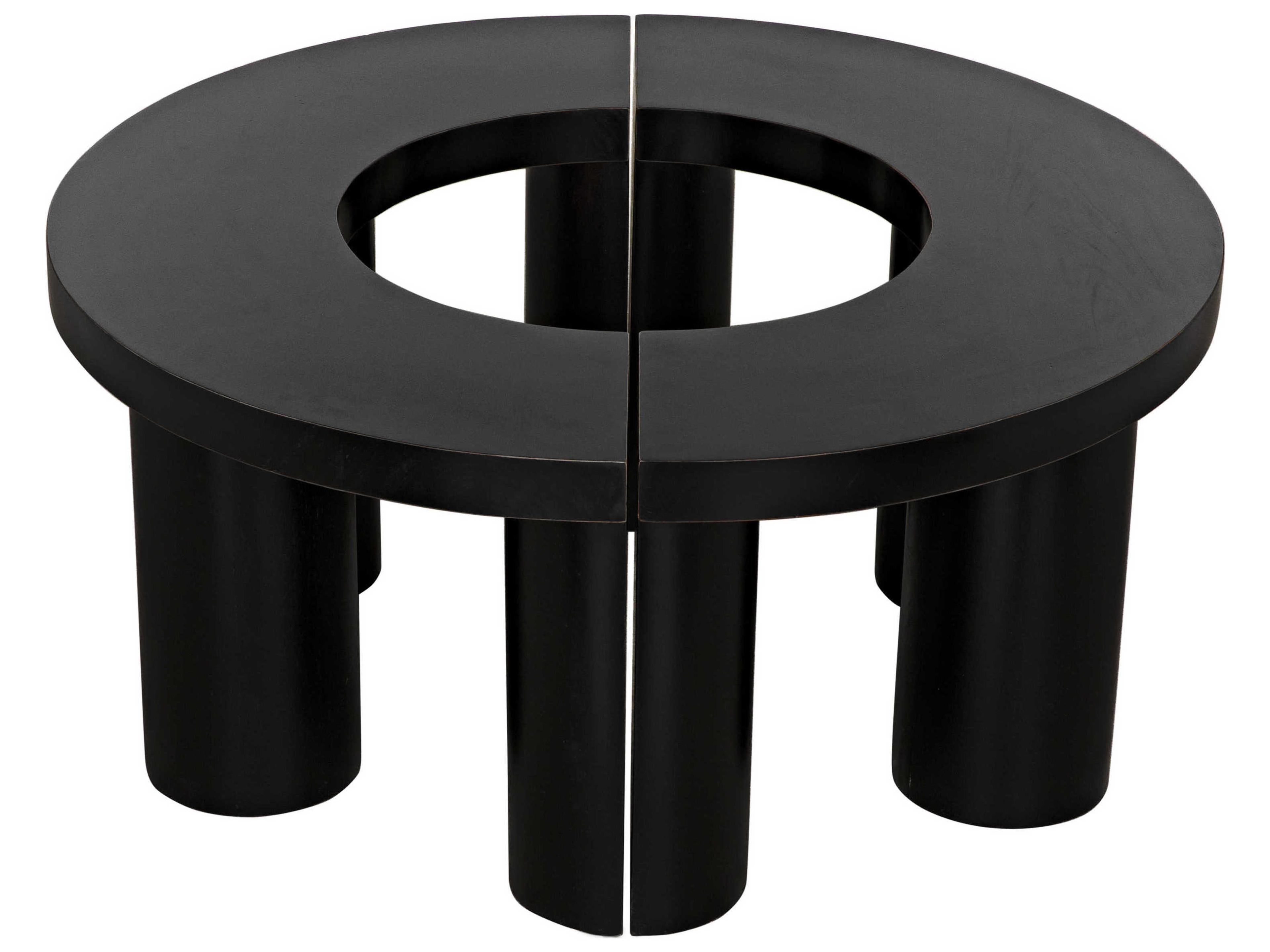 Noir Round Wood Hand Rubbed Black Coffee Table