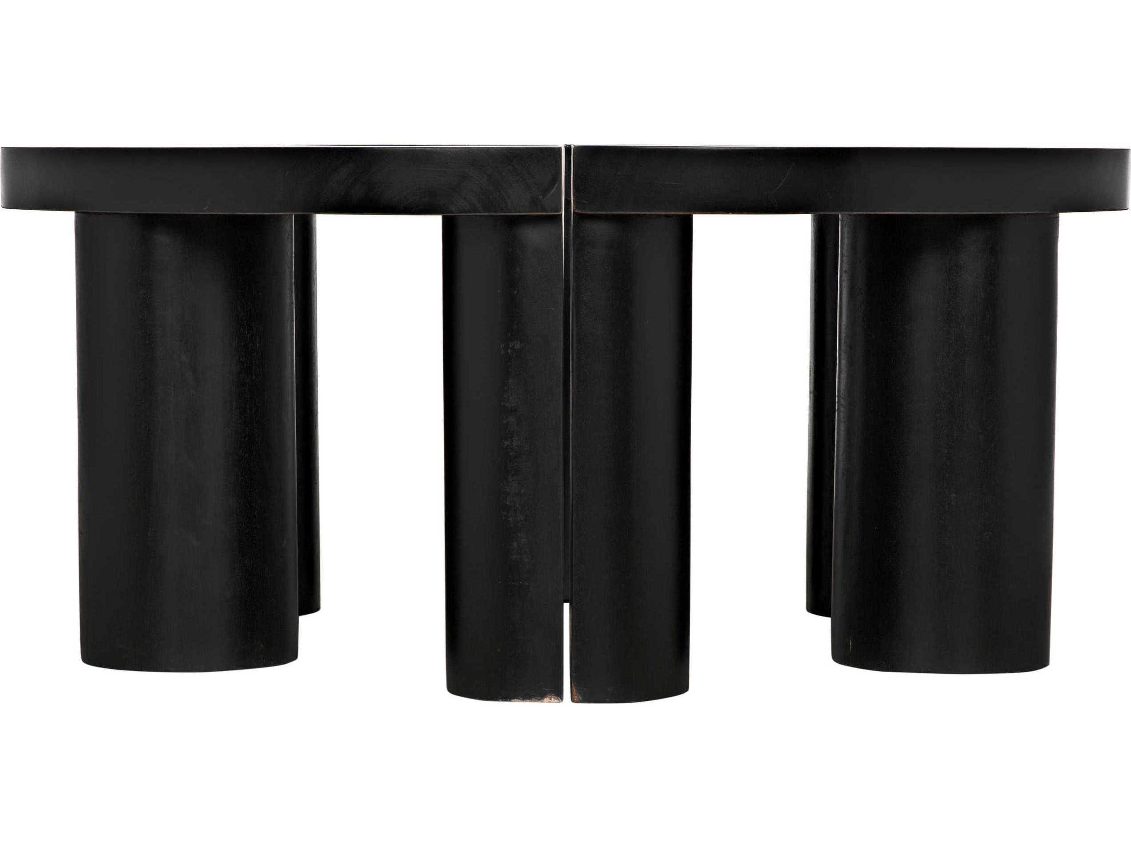 Noir Round Wood Hand Rubbed Black Coffee Table