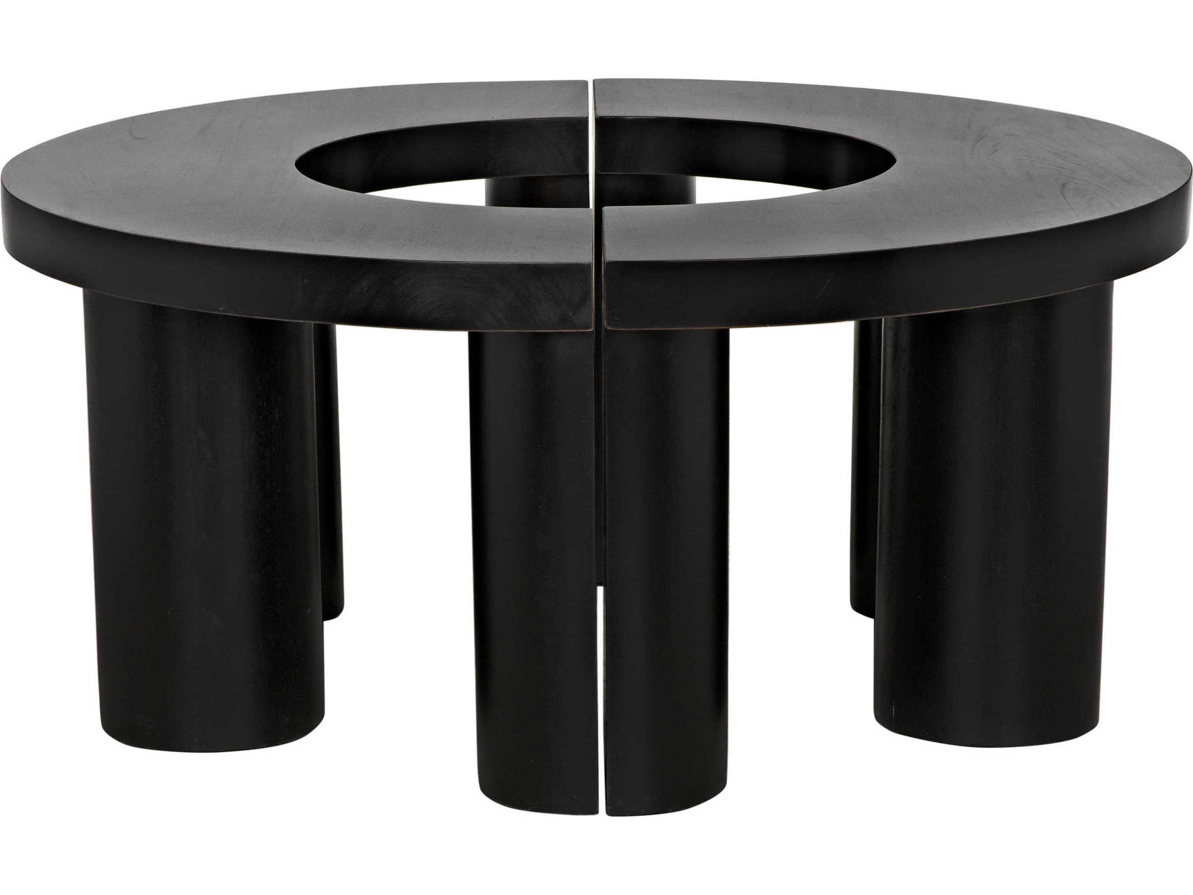 Noir Round Wood Hand Rubbed Black Coffee Table